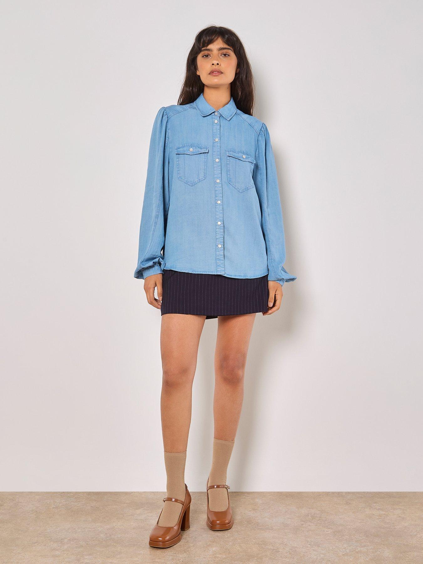 Image 3 of 4 of Apricot Denim Western Shirt - Blue