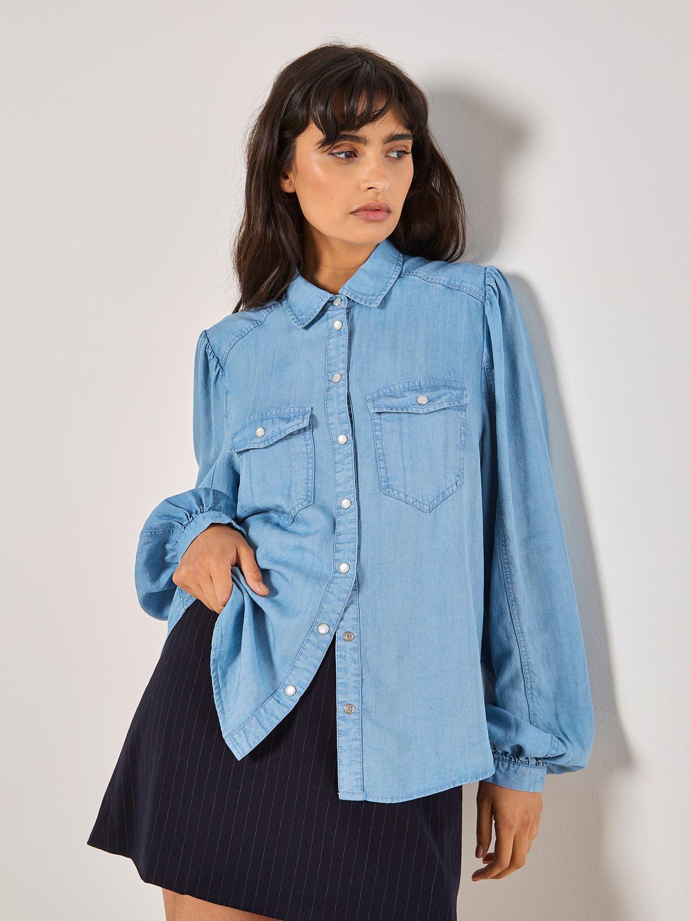 Image 4 of 4 of Apricot Denim Western Shirt - Blue