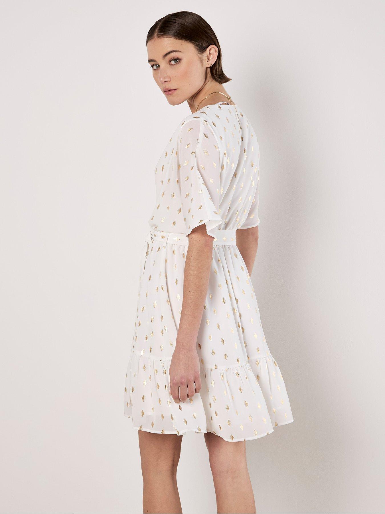apricot-ikat-diamond-foil-wrap-dress-whitestillFront