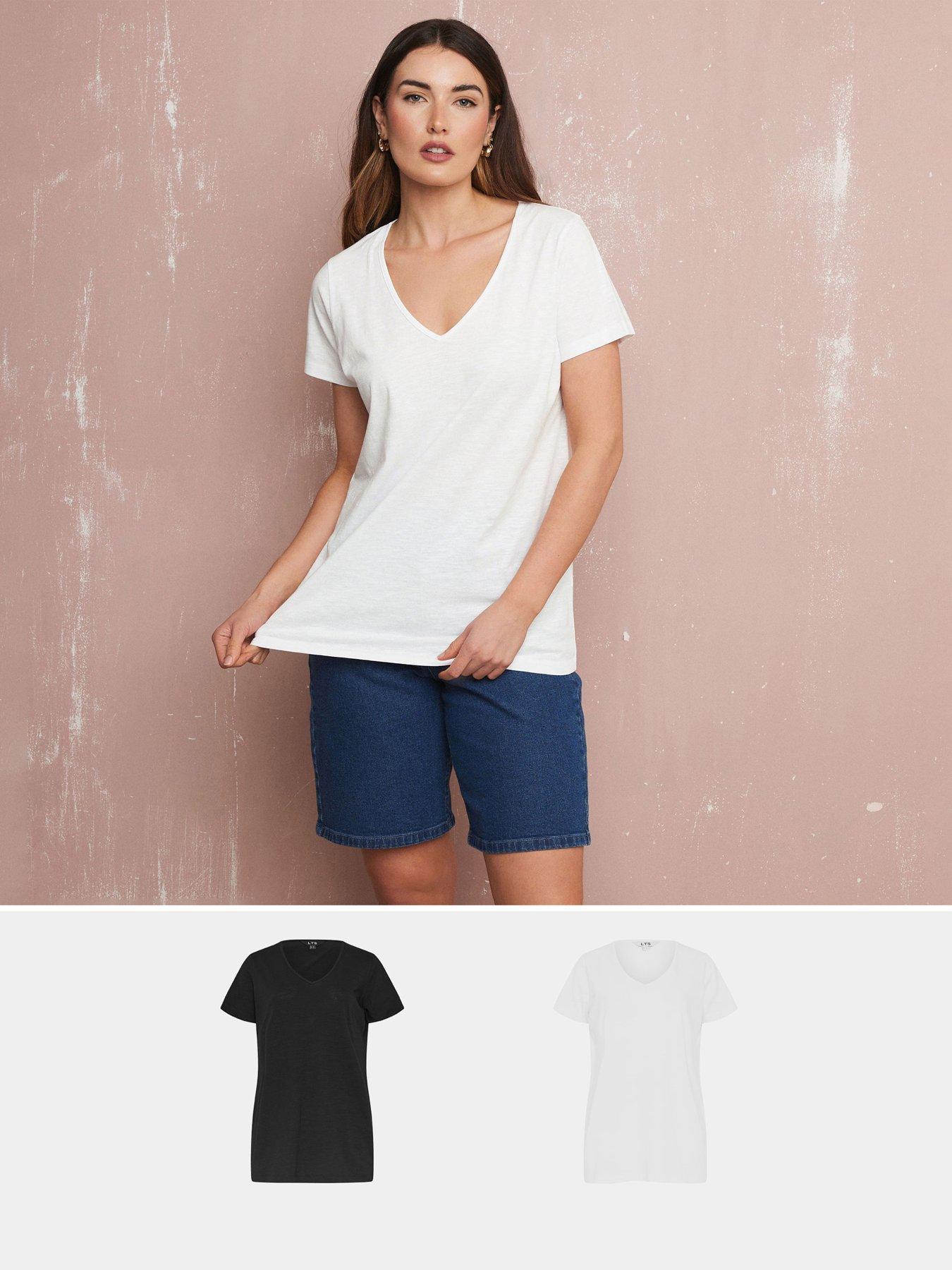 Image of Long Tall Sally Tall 2 Pack V-Neck T-Shirt