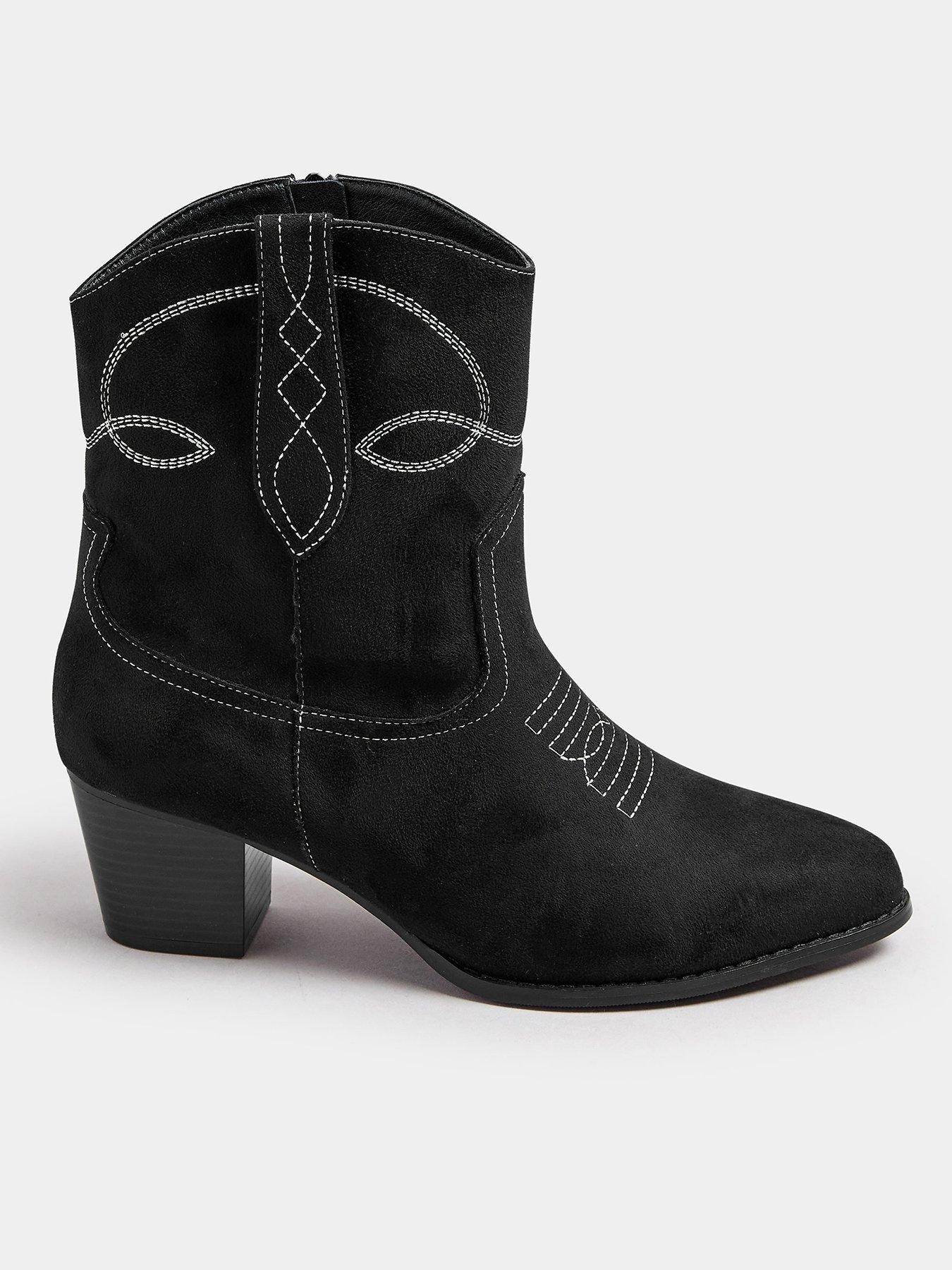 Image 1 of 4 of Yours Extra Wide Fit Stitch Western Boot - Black