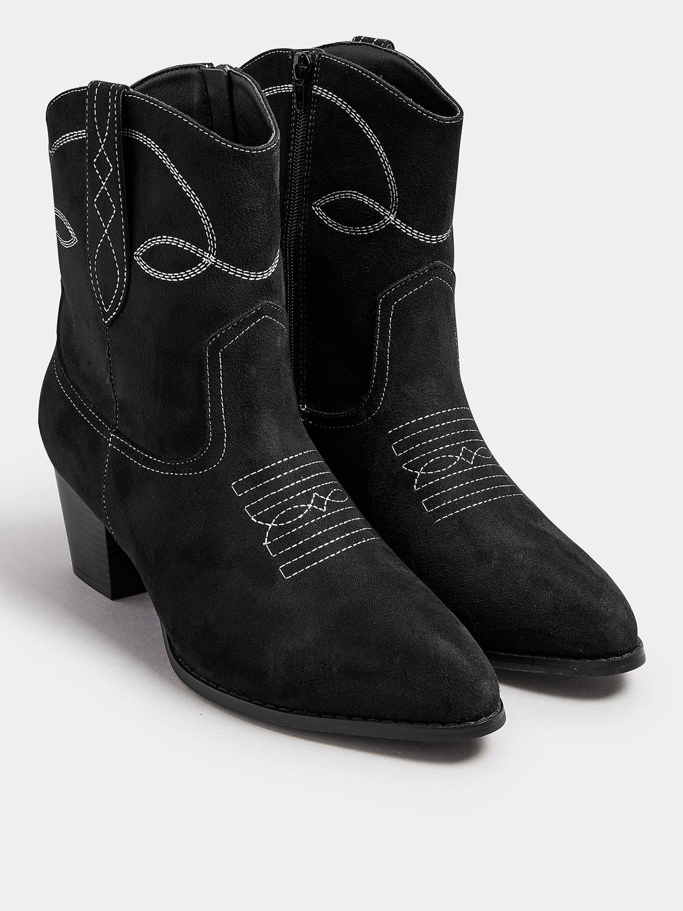Image 2 of 4 of Yours Extra Wide Fit Stitch Western Boot - Black