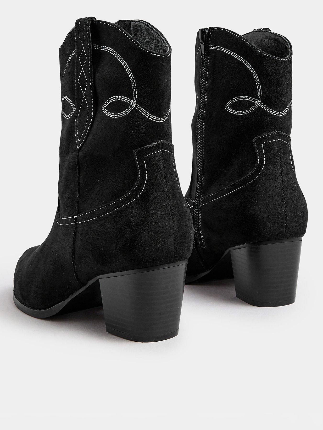 Image 3 of 4 of Yours Extra Wide Fit Stitch Western Boot - Black
