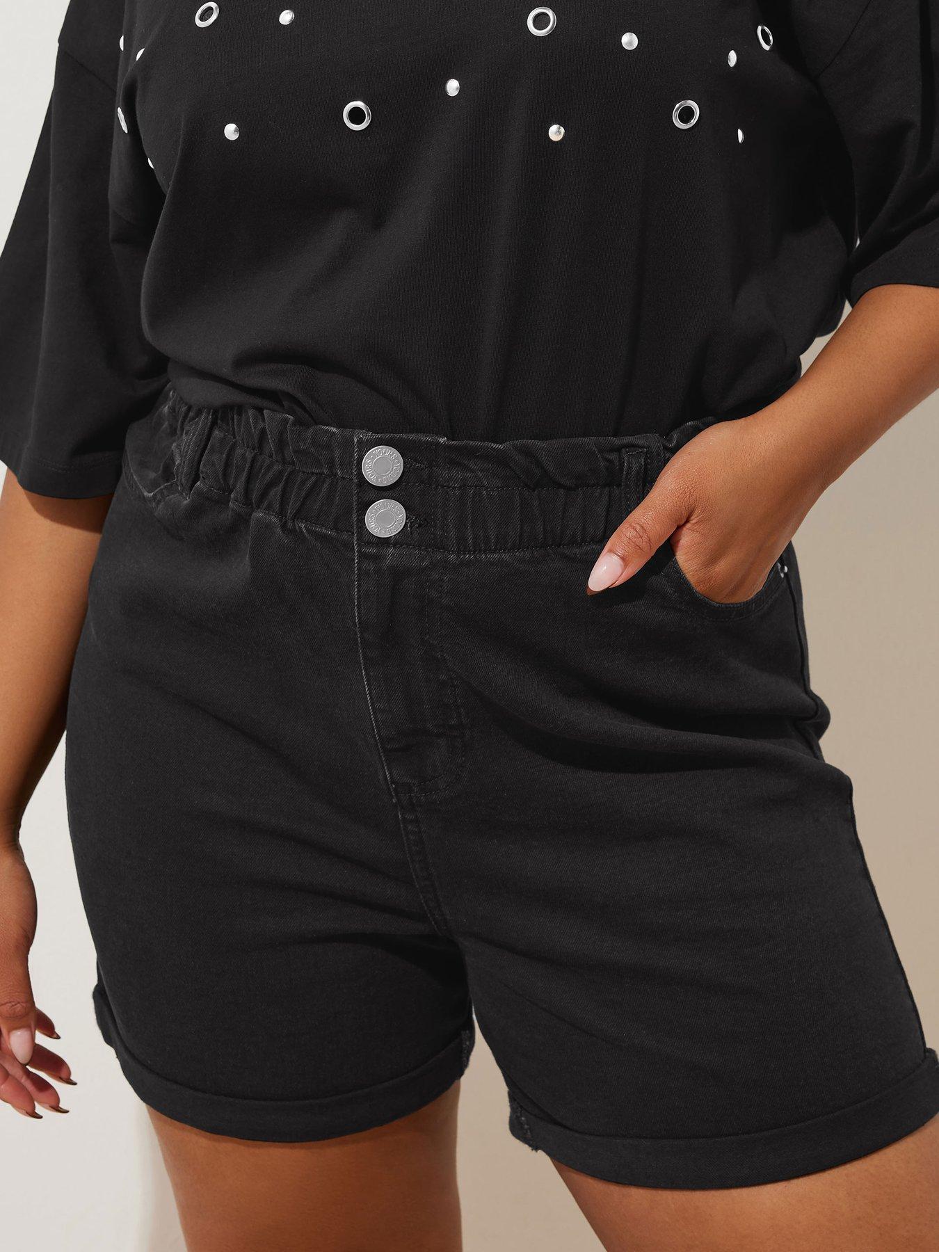 yours-curve-elastic-waist-denim-short-blackoutfit