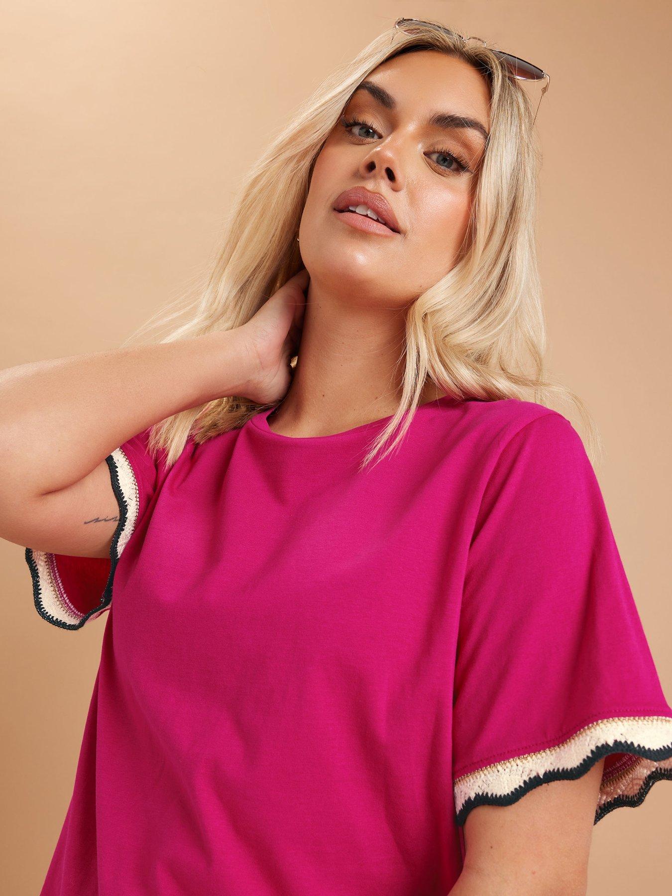 yours-curve-lurex-trim-t-shirt-pinkoutfit