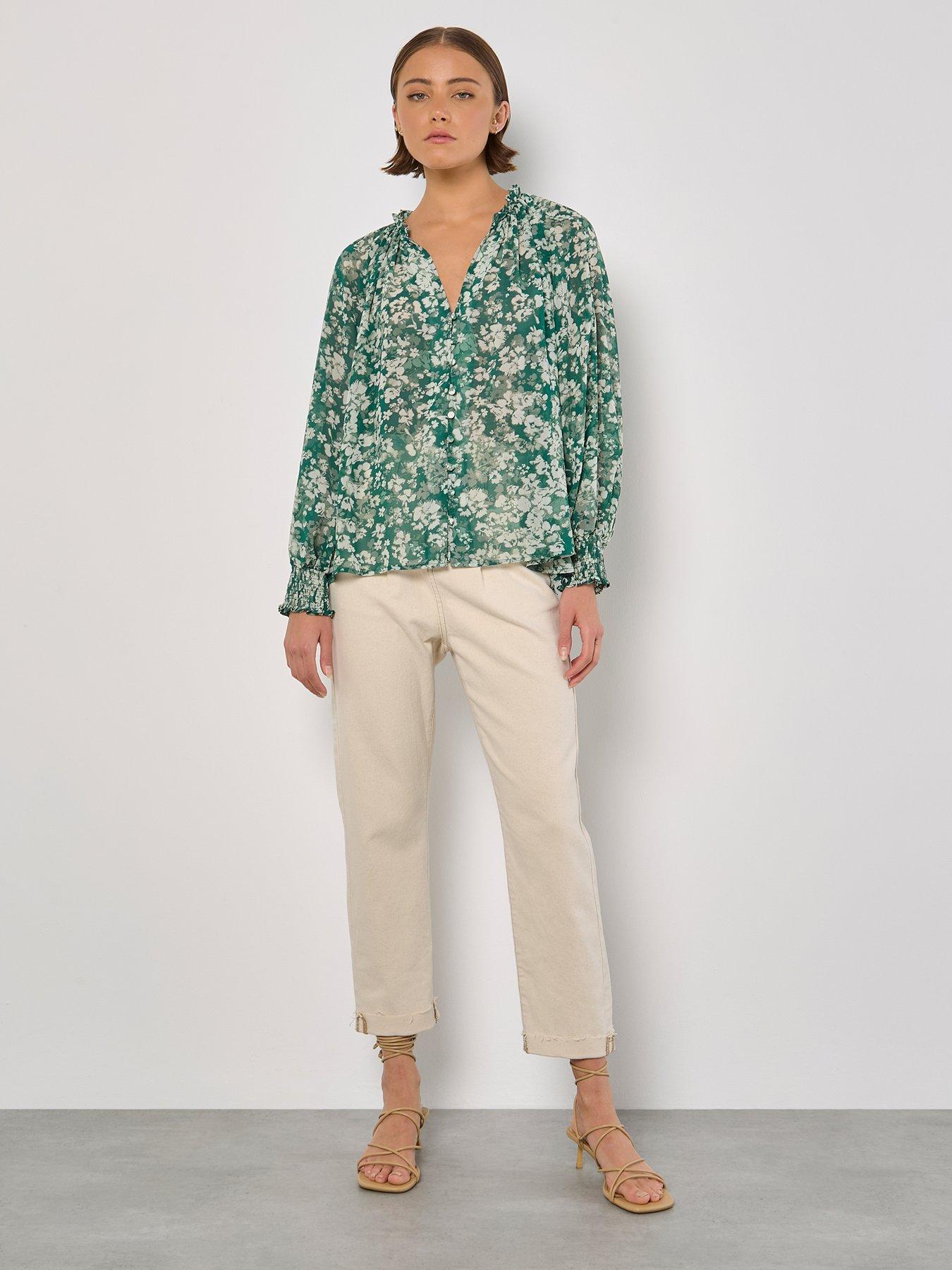 Apricot Floral Raglan Volume Blouse - Green | Very Ireland