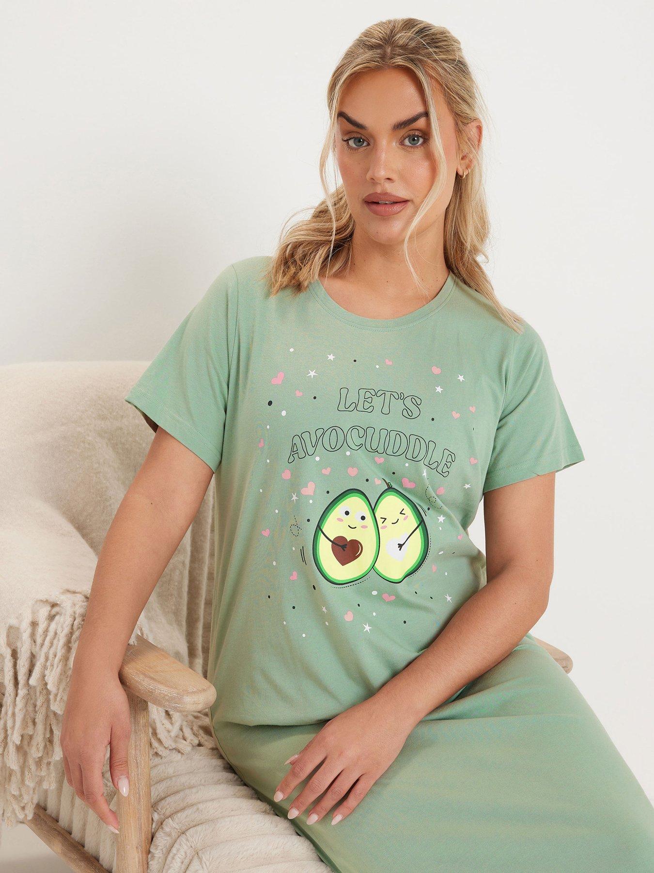 yours-curve-2-pack-avocuddle-midaxi-nightdress-multi-greenoutfit