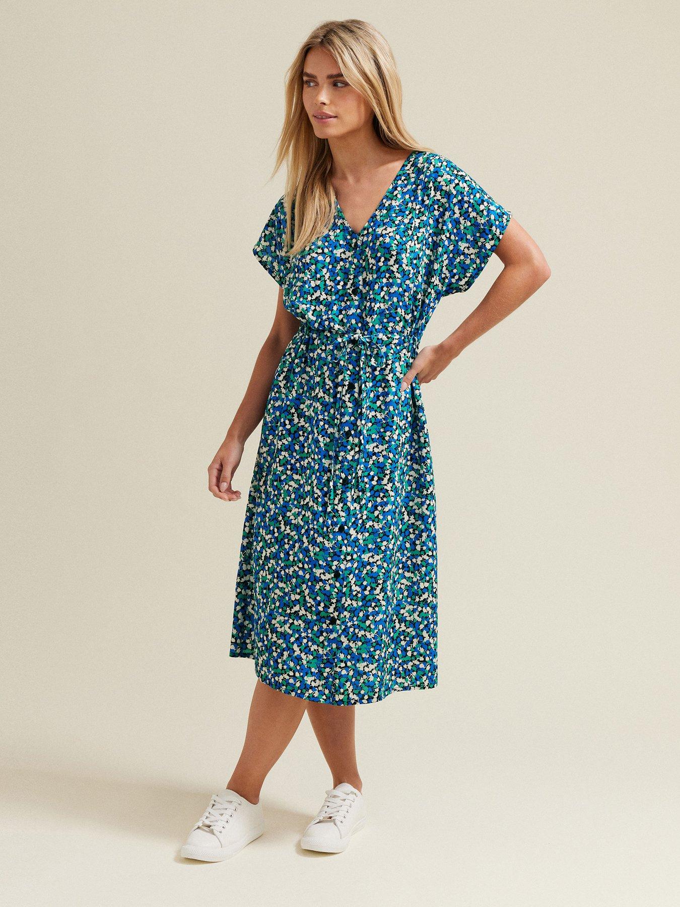 undefined Petite Printed Tie Waist Dress