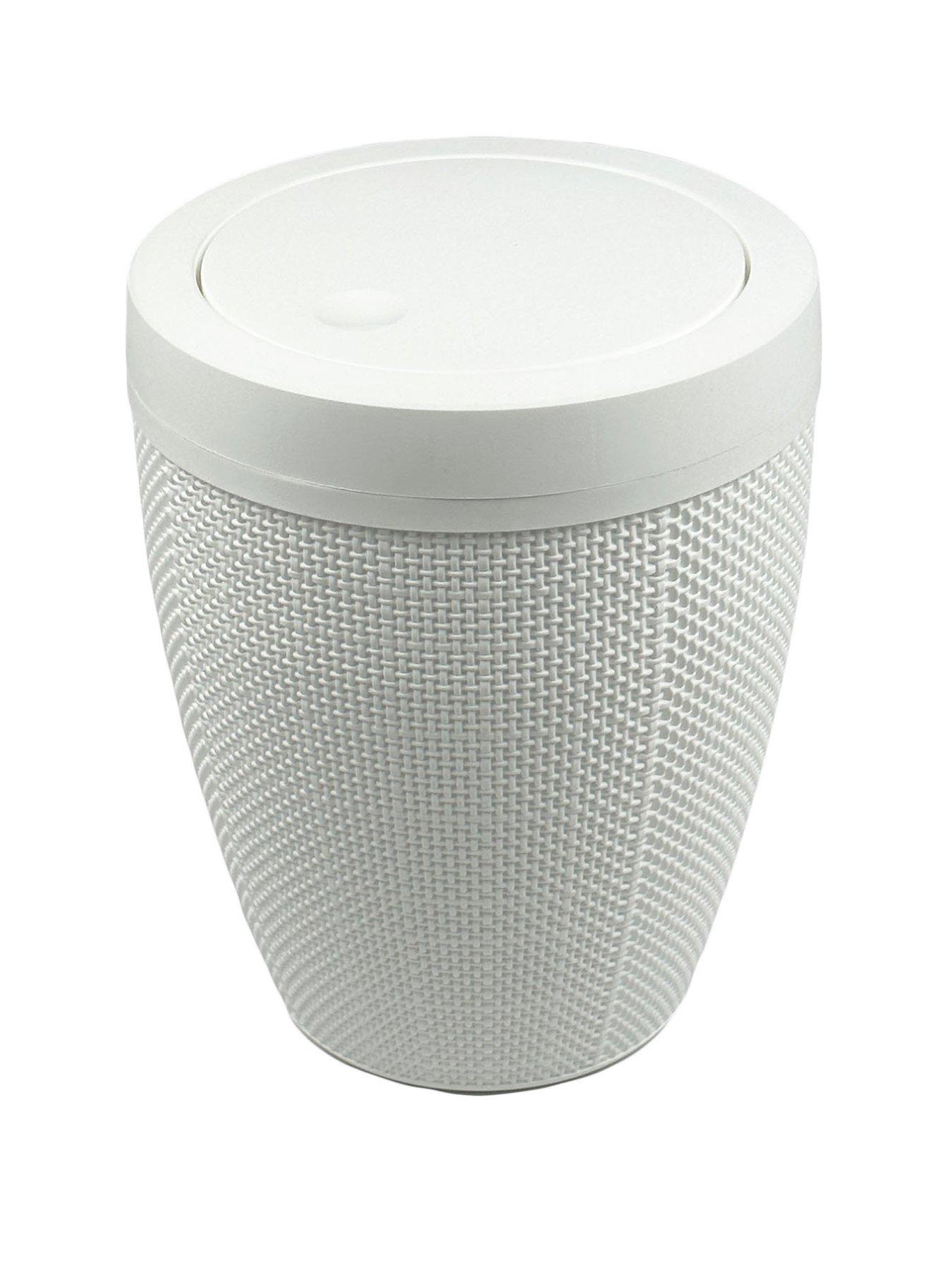 Image 1 of 6 of Addis Hessian Round Bathroom Swing Bin in White