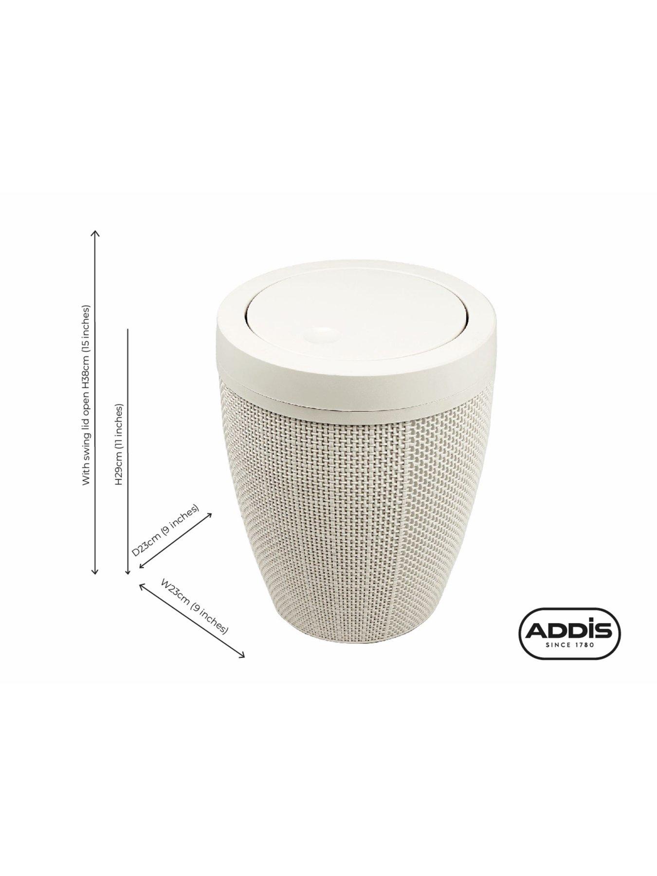 Image 4 of 6 of Addis Hessian Round Bathroom Swing Bin in White