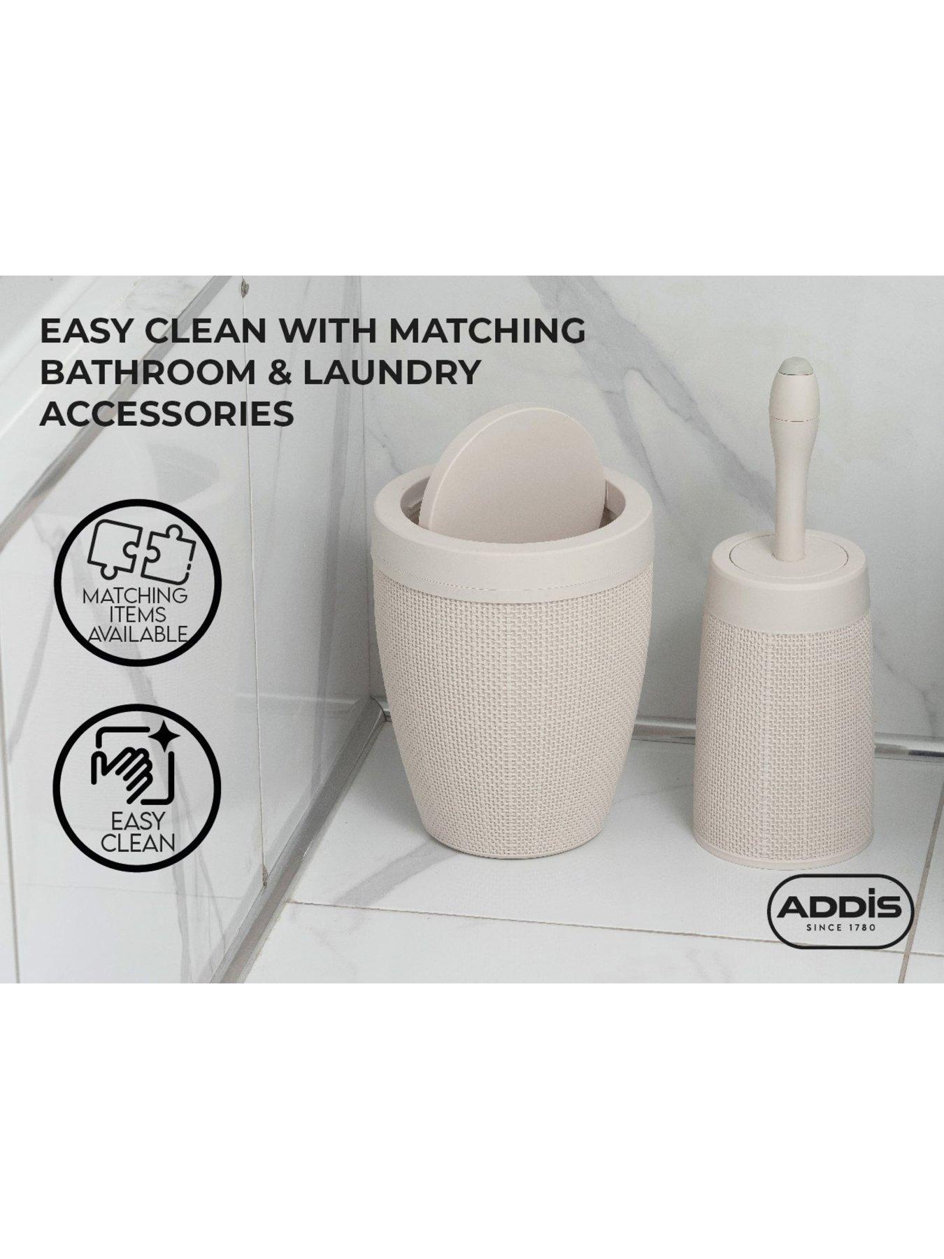 Image 5 of 6 of Addis Hessian Round Bathroom Swing Bin in White