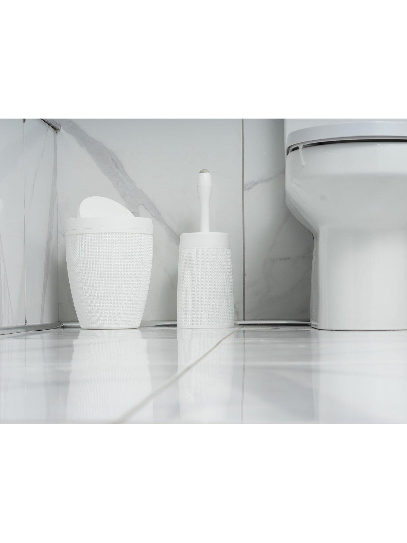 Image 6 of 6 of Addis Hessian Round Bathroom Swing Bin in White