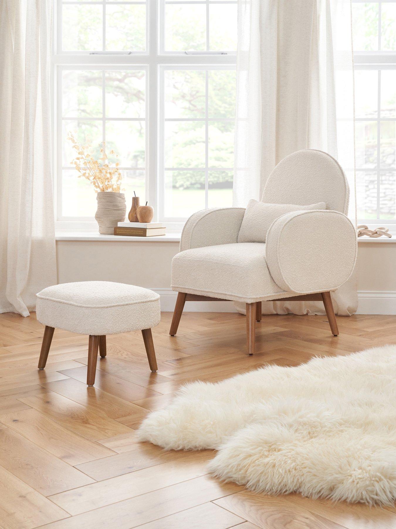 undefined Micah Rocking Chair & Footstool - Boucle Fresh Cream