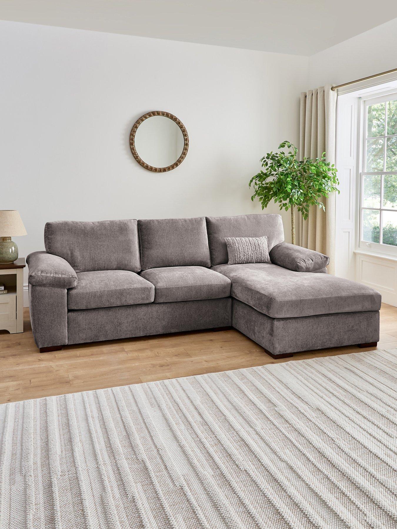 Very Home Salerno Standard Seater Fabric Right Hand Corner Chaise Sofa - Grey - FSC® Certified