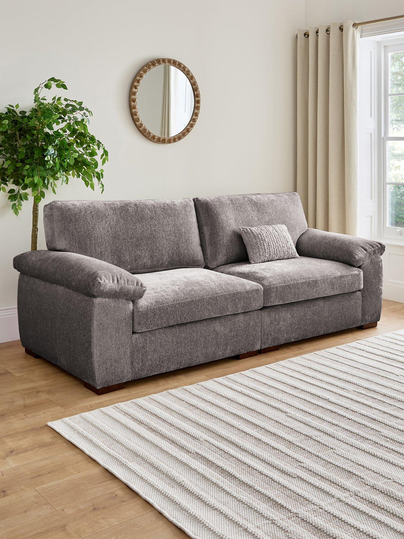 The Very Collection Salerno Standard Back 4 Seater Fabric Sofa - Grey - FSC® Certified