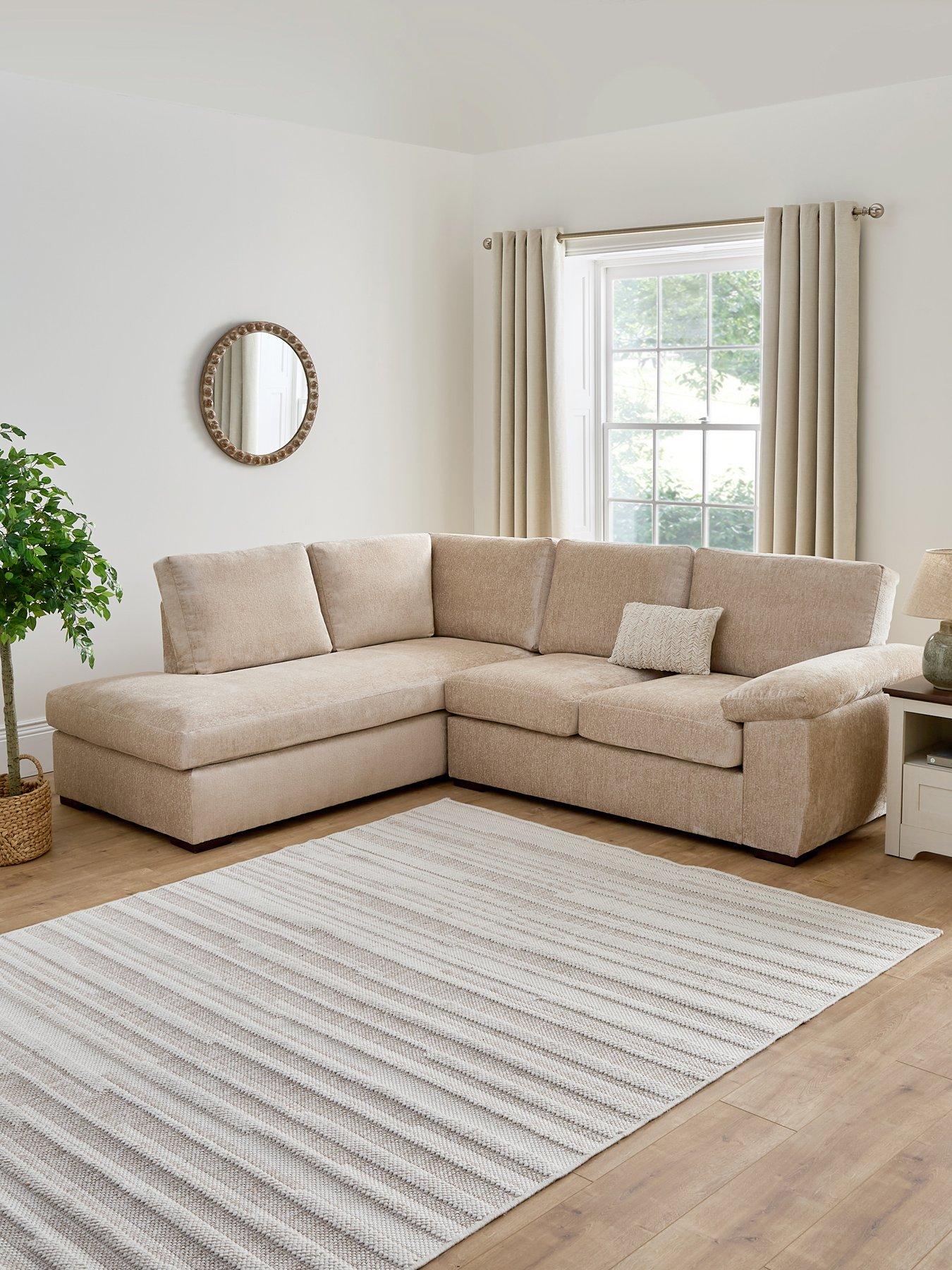 The Very Collection Salerno Standard Back Fabric Left Hand Corner Chaise Sofa in Natural - FSC® Certified