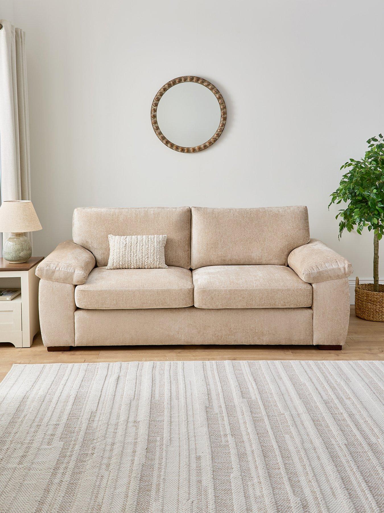 The Very Collection Salerno Standard Back 3 Seater Fabric Sofa - Natural - FSC® Certified