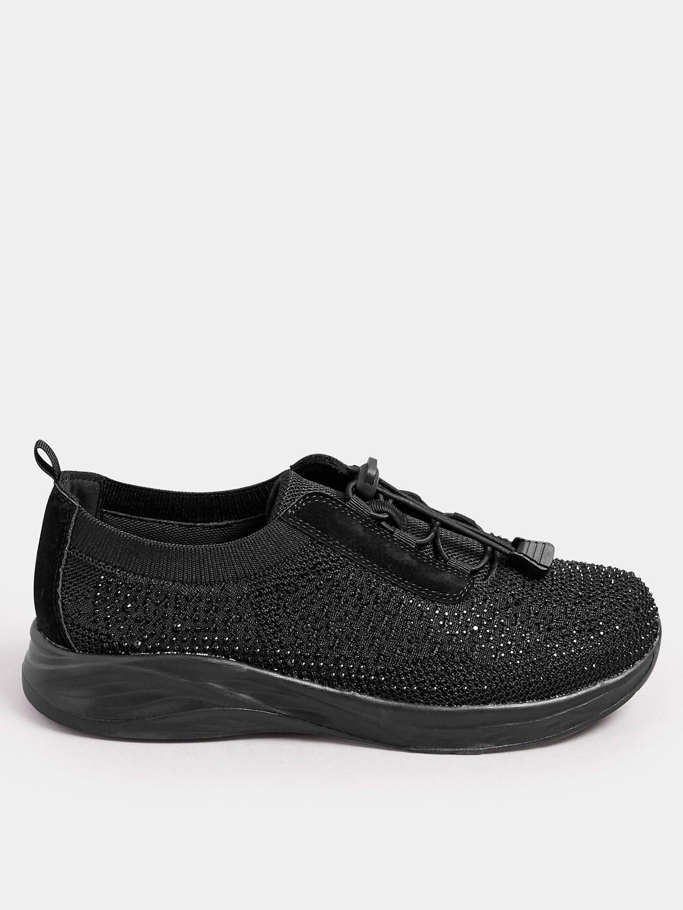 Image of Yours Extra Wide Fit Diamante Toggle Trainer - Black