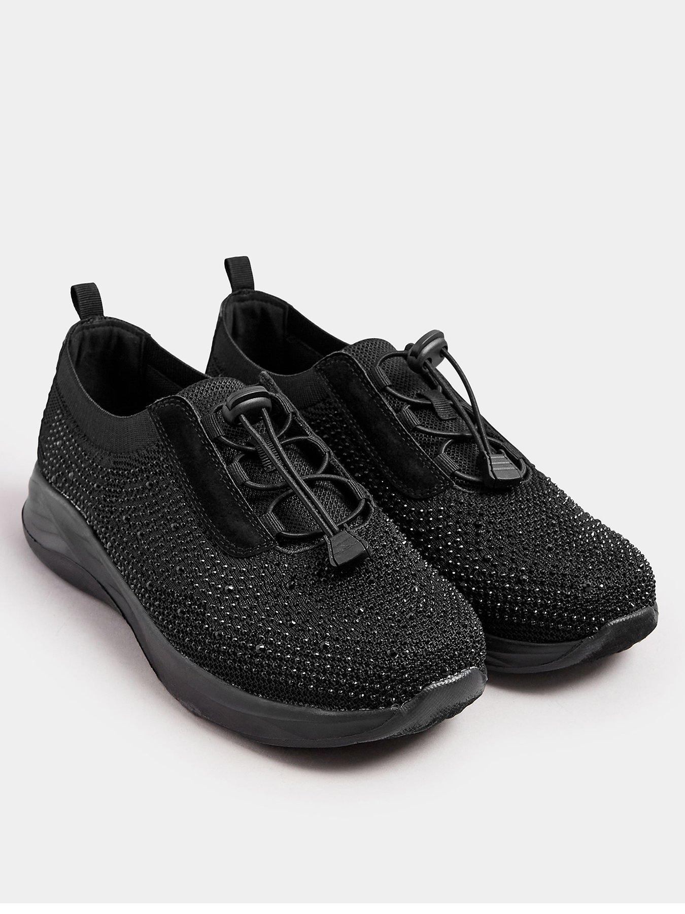 yours-extra-wide-fit-diamante-toggle-trainer-blackstillFront