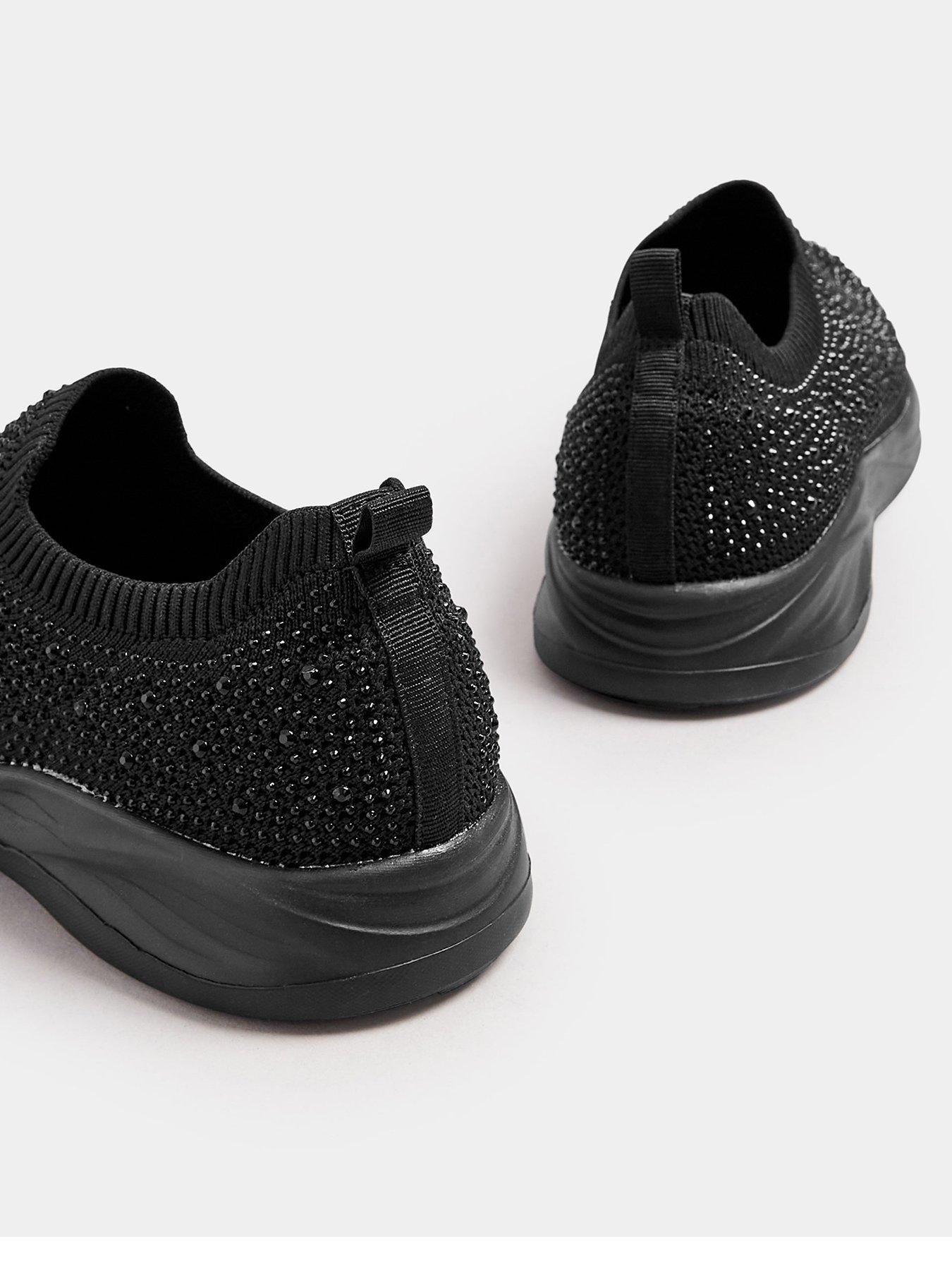 Image 3 of 4 of Yours Extra Wide Fit Slip On Diamante Trainer - Black