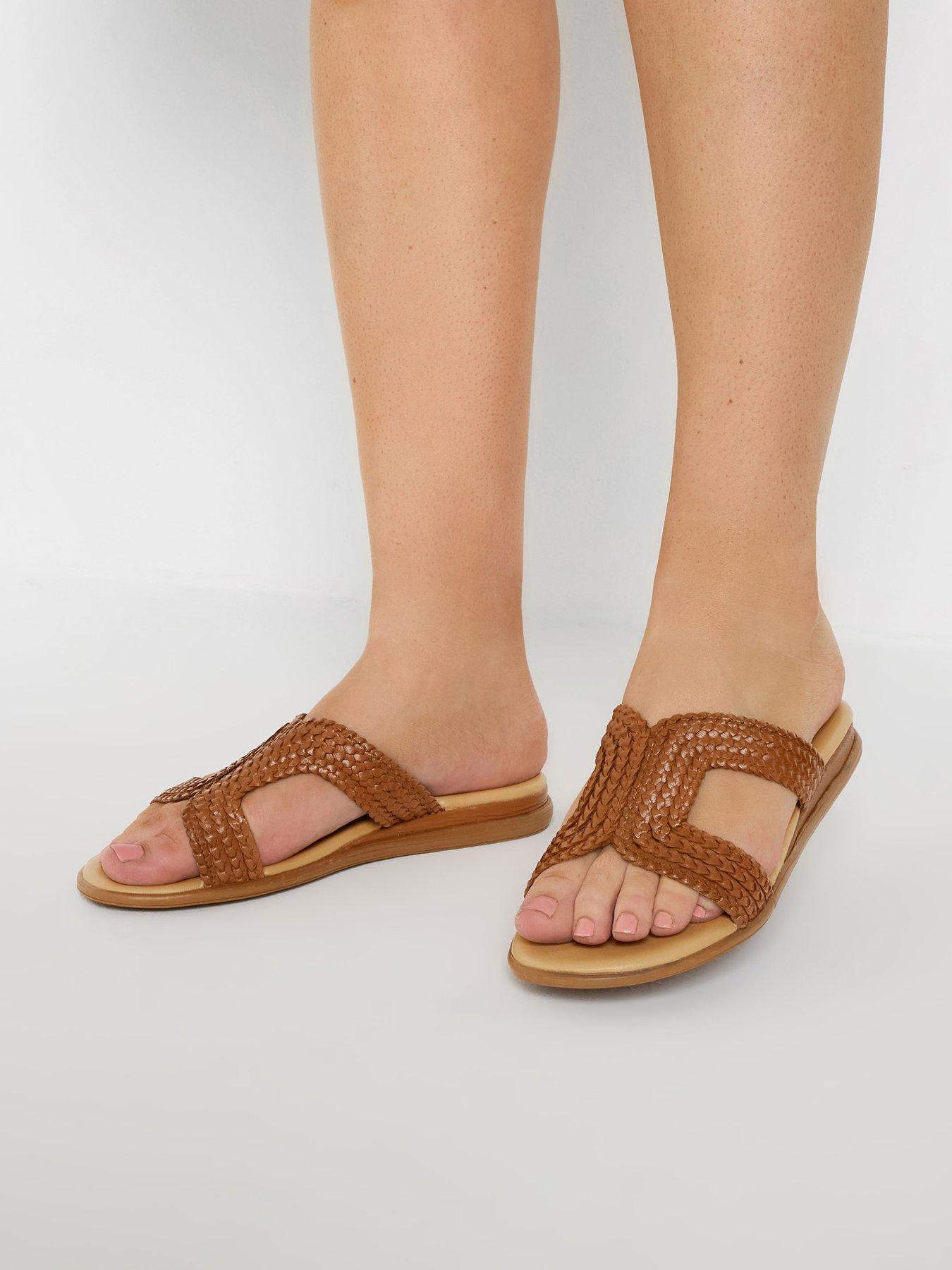 Image 4 of 4 of Yours Extra Wide Fit Woven Wedge Mule Sandals - Natural