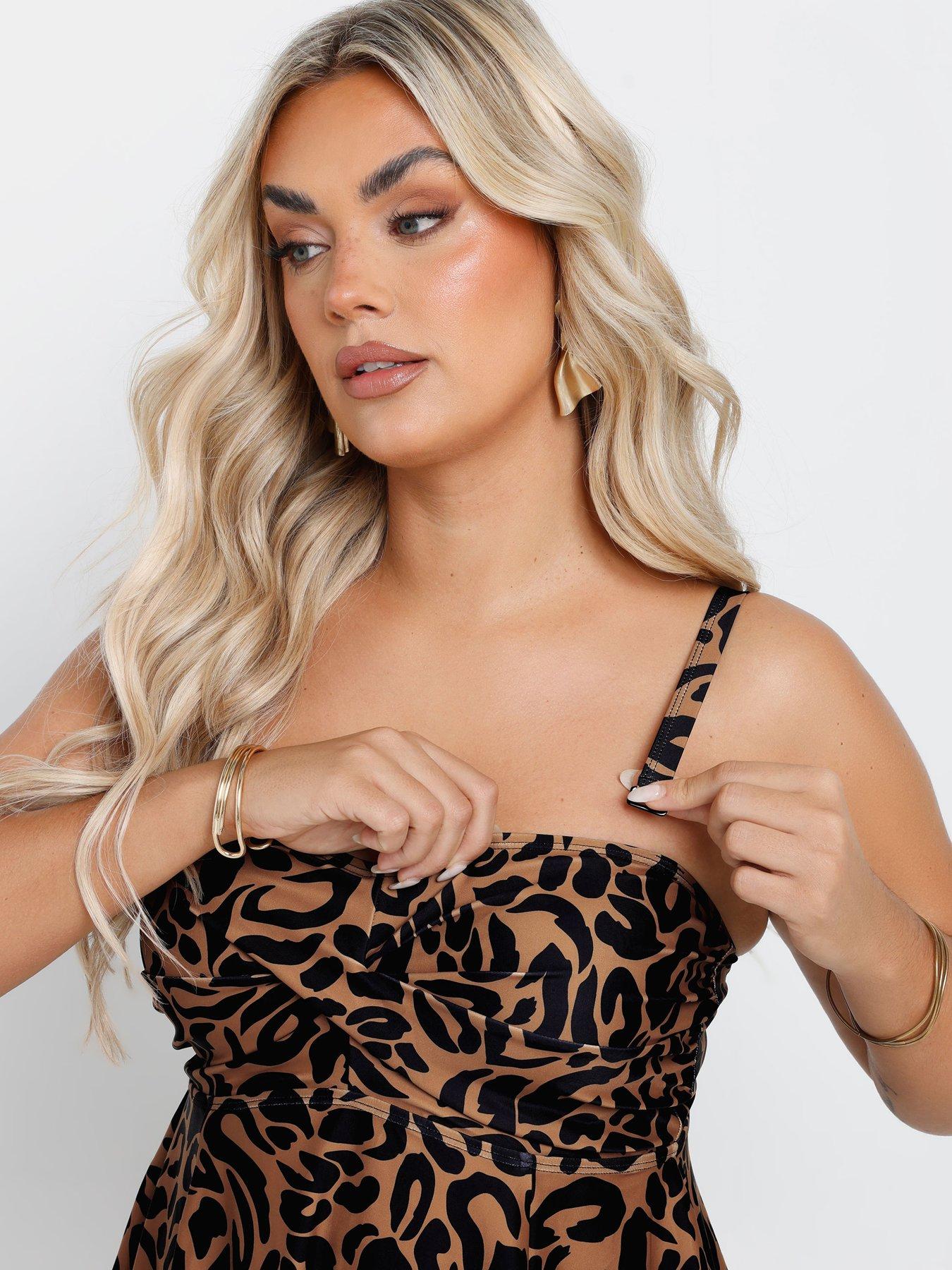 Image 4 of 4 of Yours Curve Leopard Twist Hanky Hem Tankini