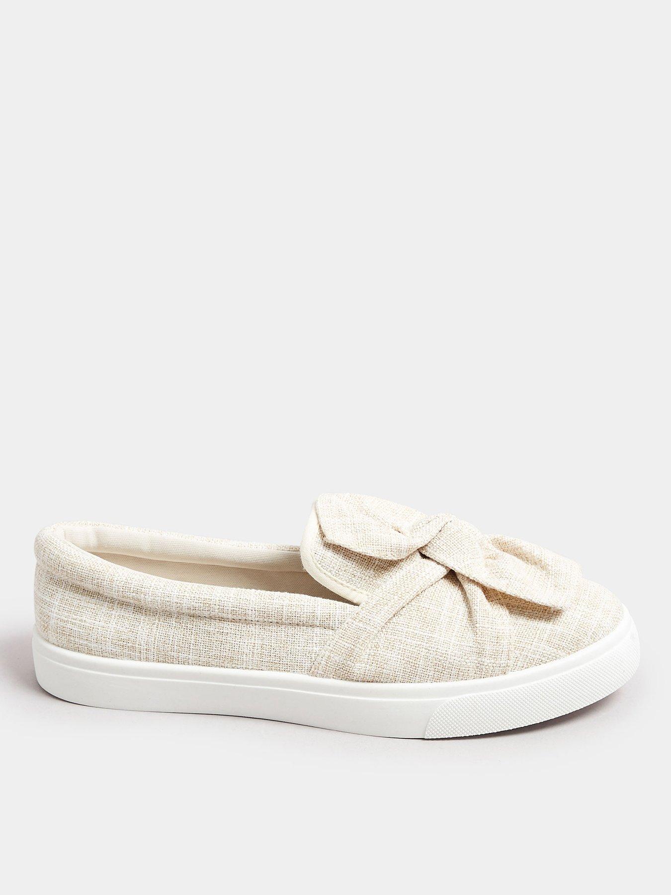 yours-wide-fit-twist-bow-trainers-white