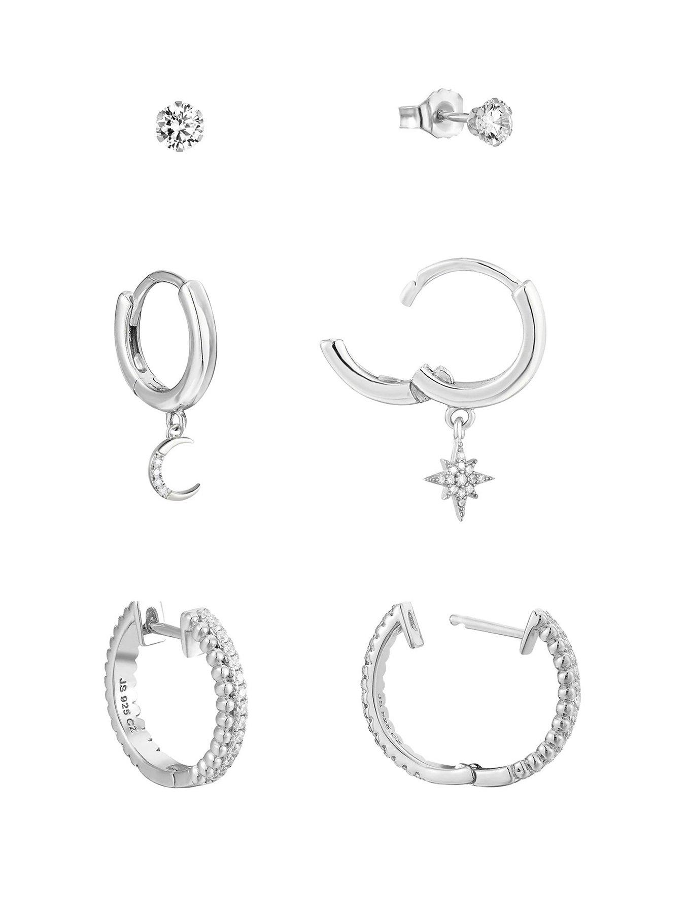 v-by-very-sterling-silver-cz-north-star-and-moon-huggie-earring-set-of-3