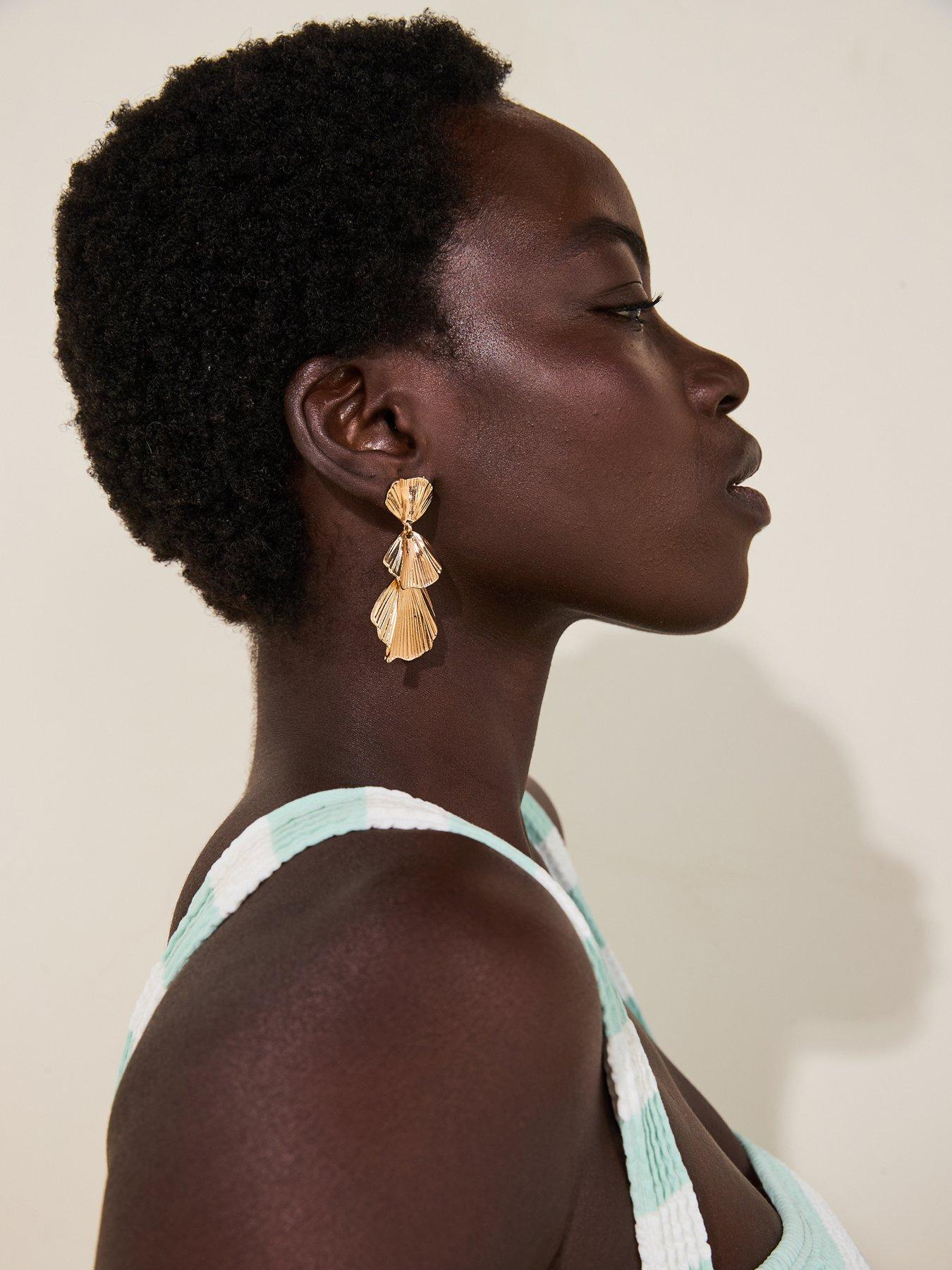 undefined V By Very Statement Gold Plated Shell Drop Earrings