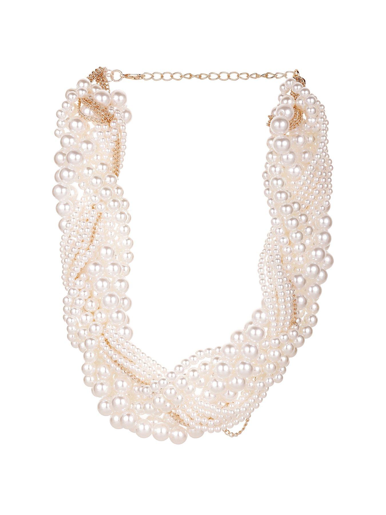 undefined V By Very Plaited Pearl Statement Necklace