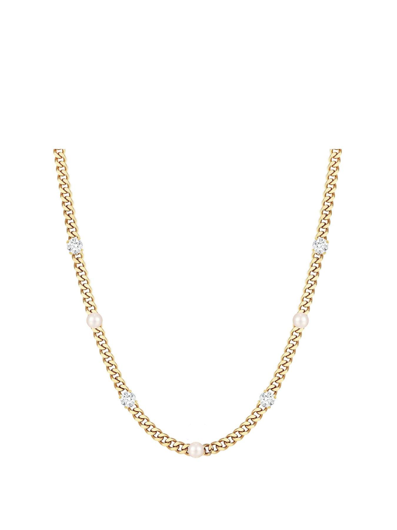Image of V by Very Gold Plated Curb Chain With CZ and Pearls