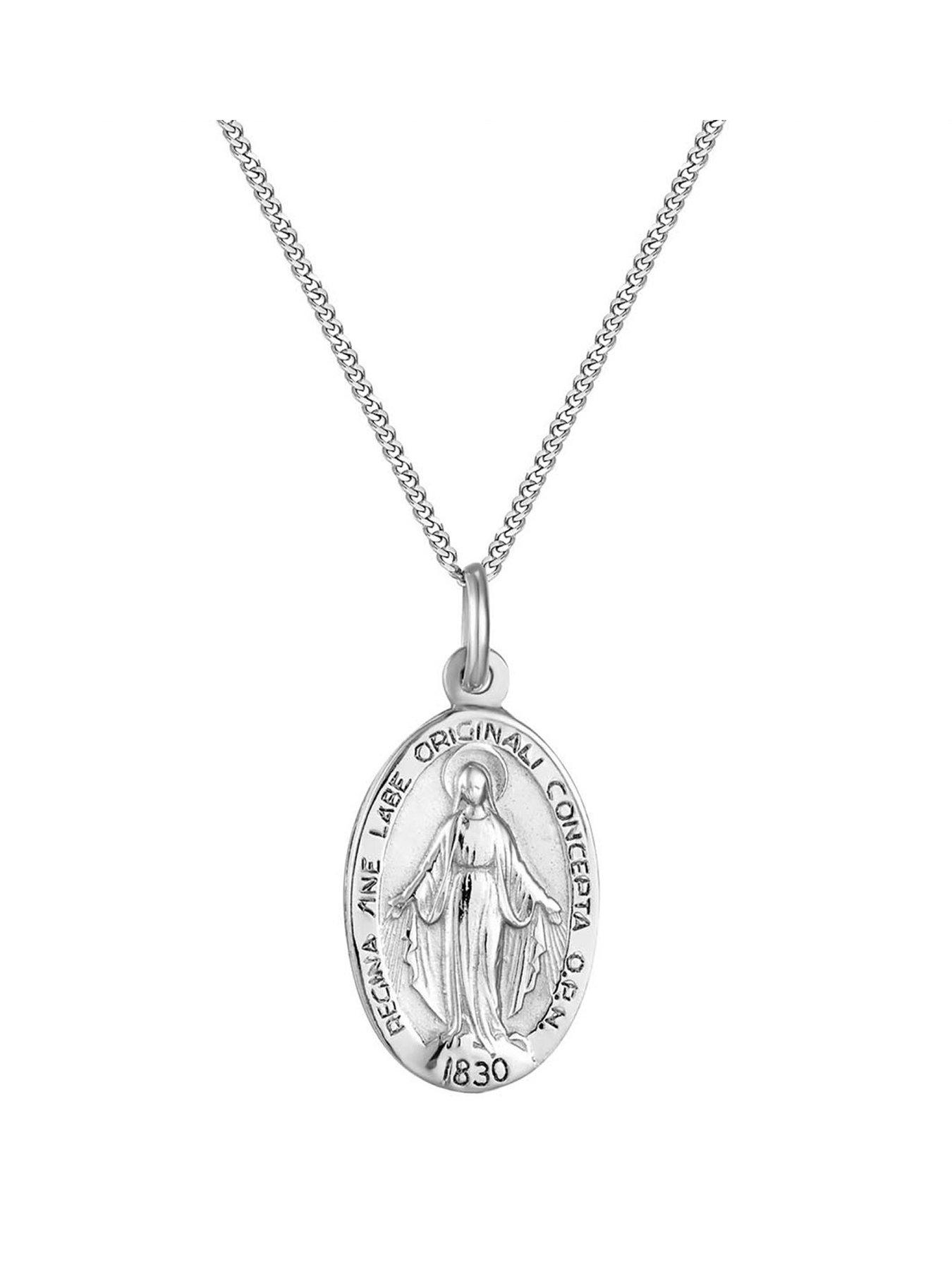Image 1 of 3 of V by Very Sterling silver reversible Miraculous Medal Pendant