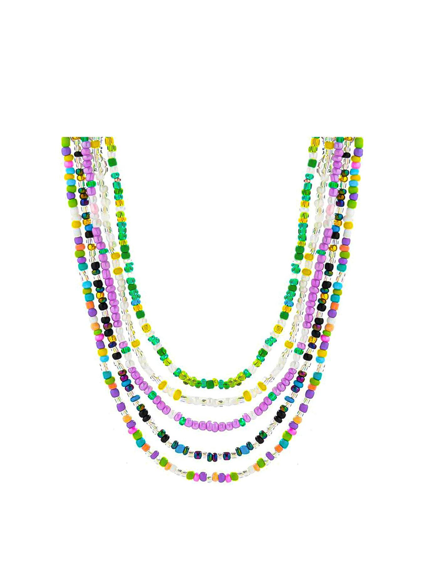 undefined V By Very Layered Multicolour Bead Necklace -14" + 3"