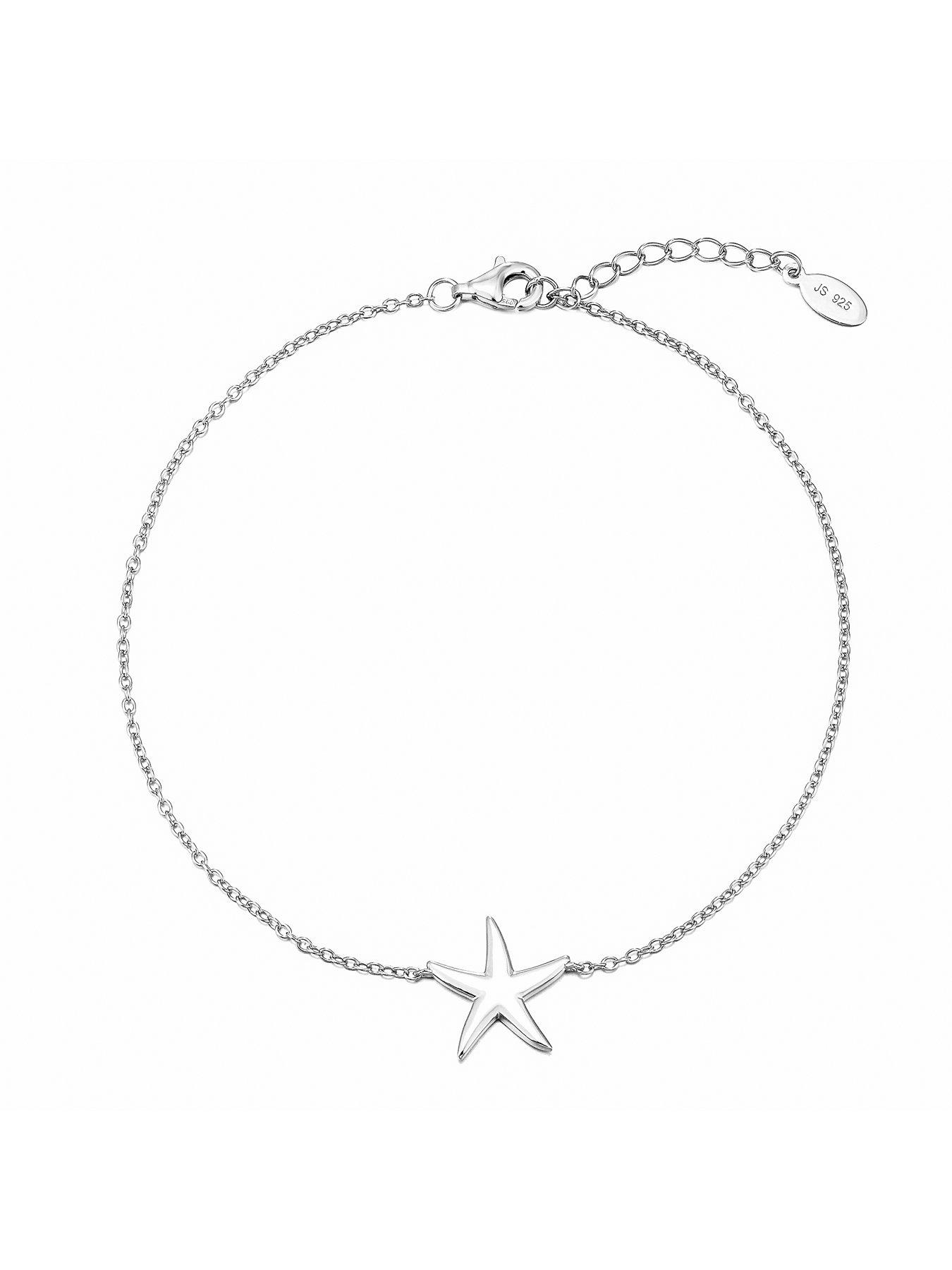 Image 2 of 4 of V by Very Sterling Silver Sea Star Charm Link Anklet