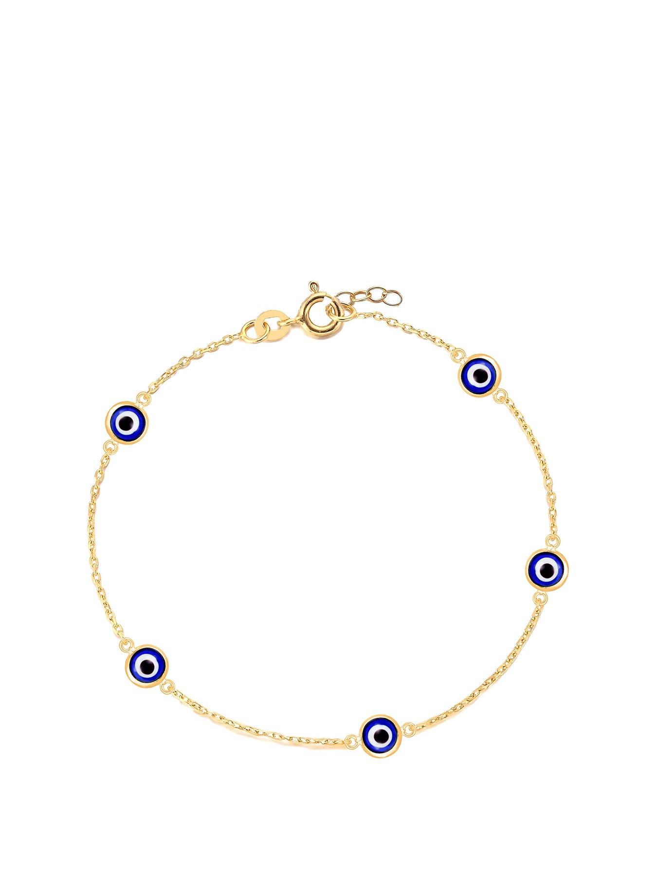 V by Very Gold Plated Sterling Siver Evil Eye Charm Anklet