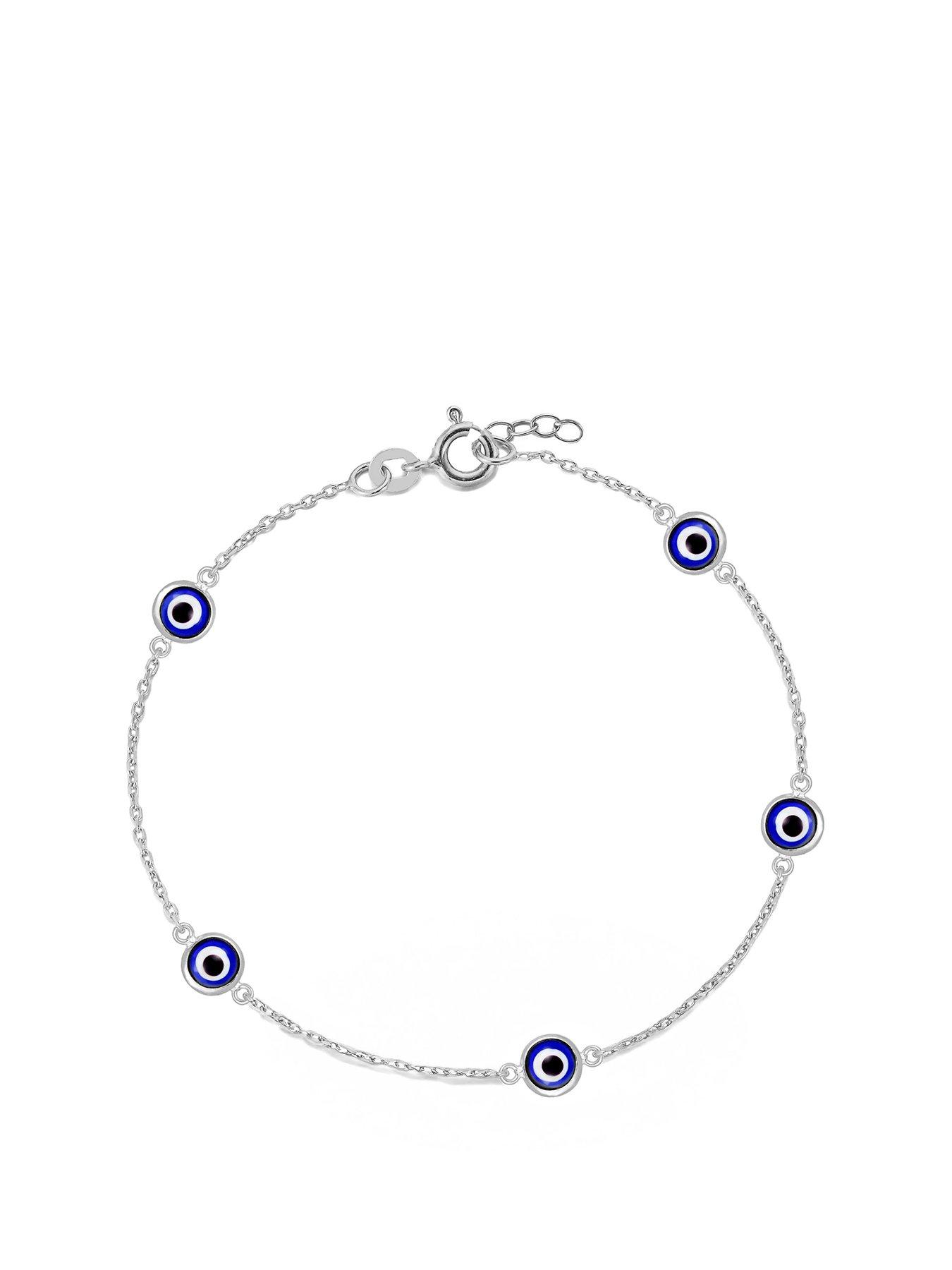 V by Very Sterling Siver Evil Eye Charm Anklet