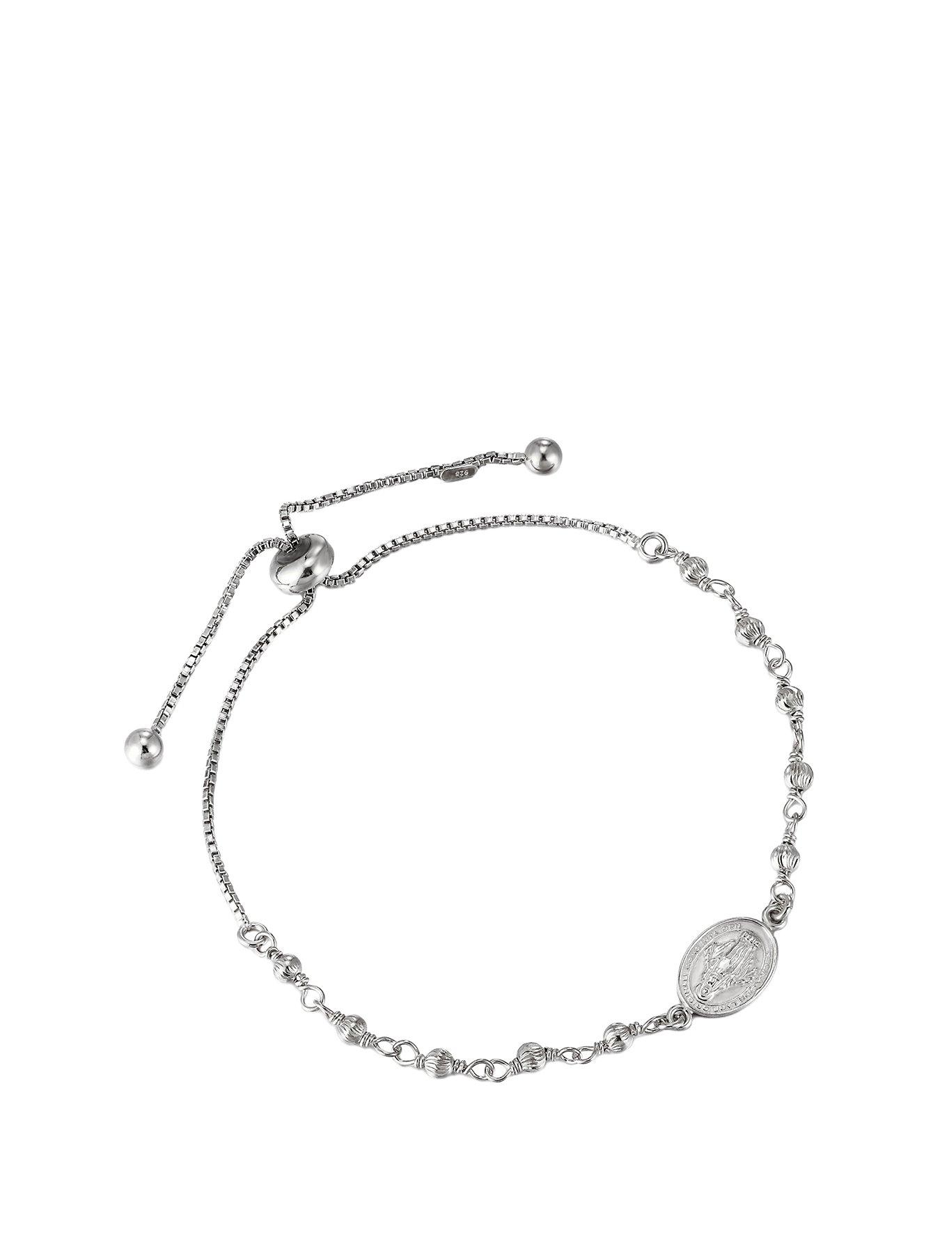 Image 1 of 3 of V by Very Adjustable Sterling silver Miraculous Medal bracelet