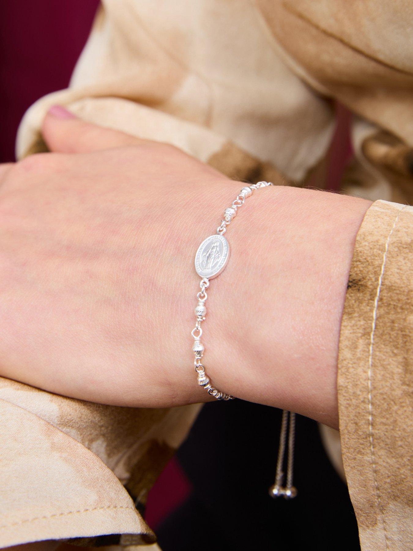 Image 2 of 3 of V by Very Adjustable Sterling silver Miraculous Medal bracelet