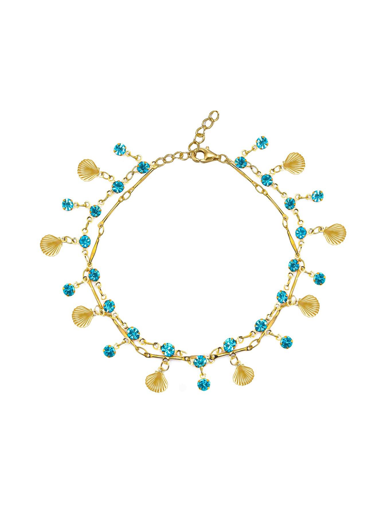 Image 5 of 7 of V by Very Gold Plated Shell and Crystal Double Layer Necklace and Bracelet Set