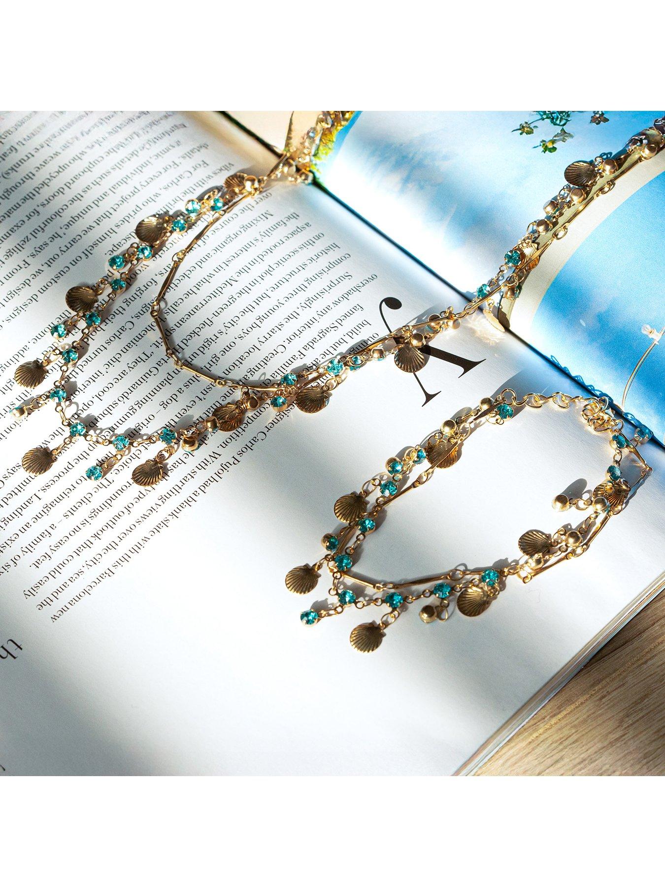 Image 6 of 7 of V by Very Gold Plated Shell and Crystal Double Layer Necklace and Bracelet Set