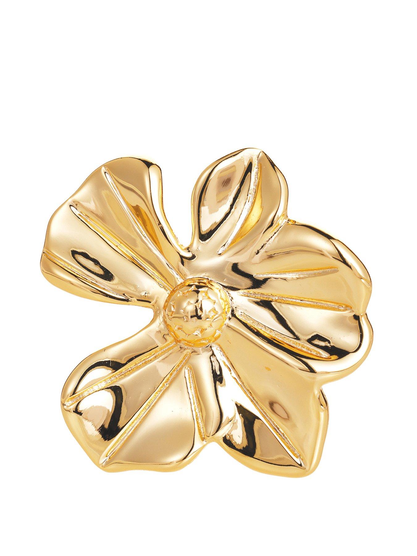 undefined V By Very Gold Plated Statement Floral Ring