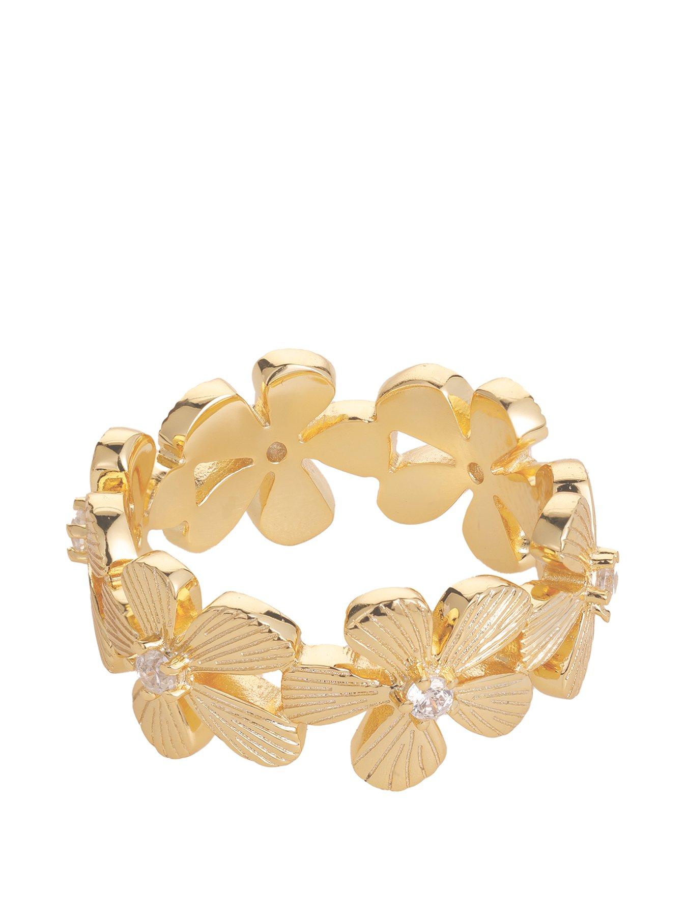 undefined V By Very Gold Plated Large Floral CZ Ring