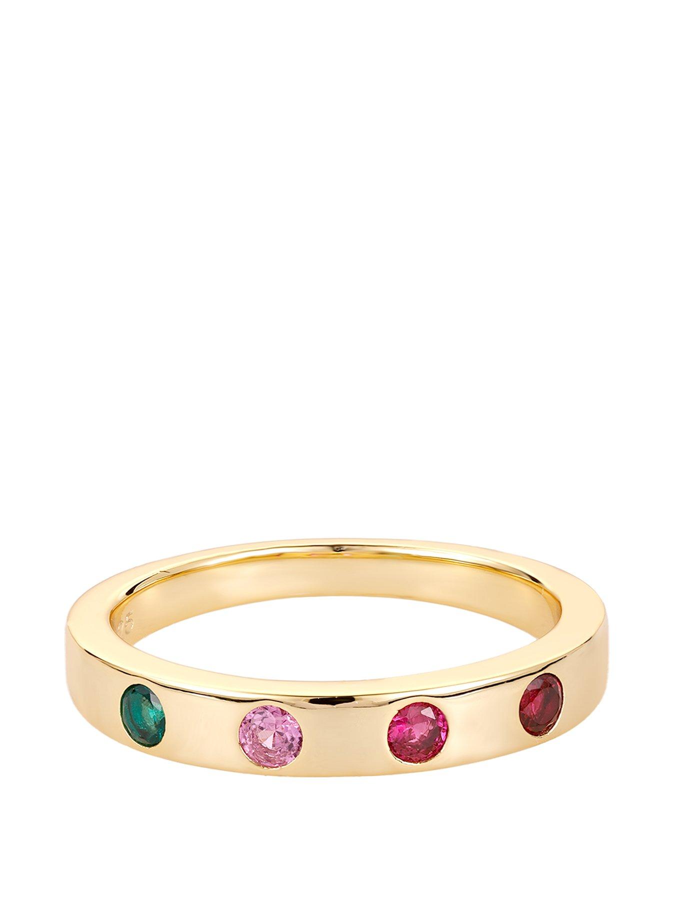 undefined V By Very Sterling Silver Gold Plated Multi CZ Ring