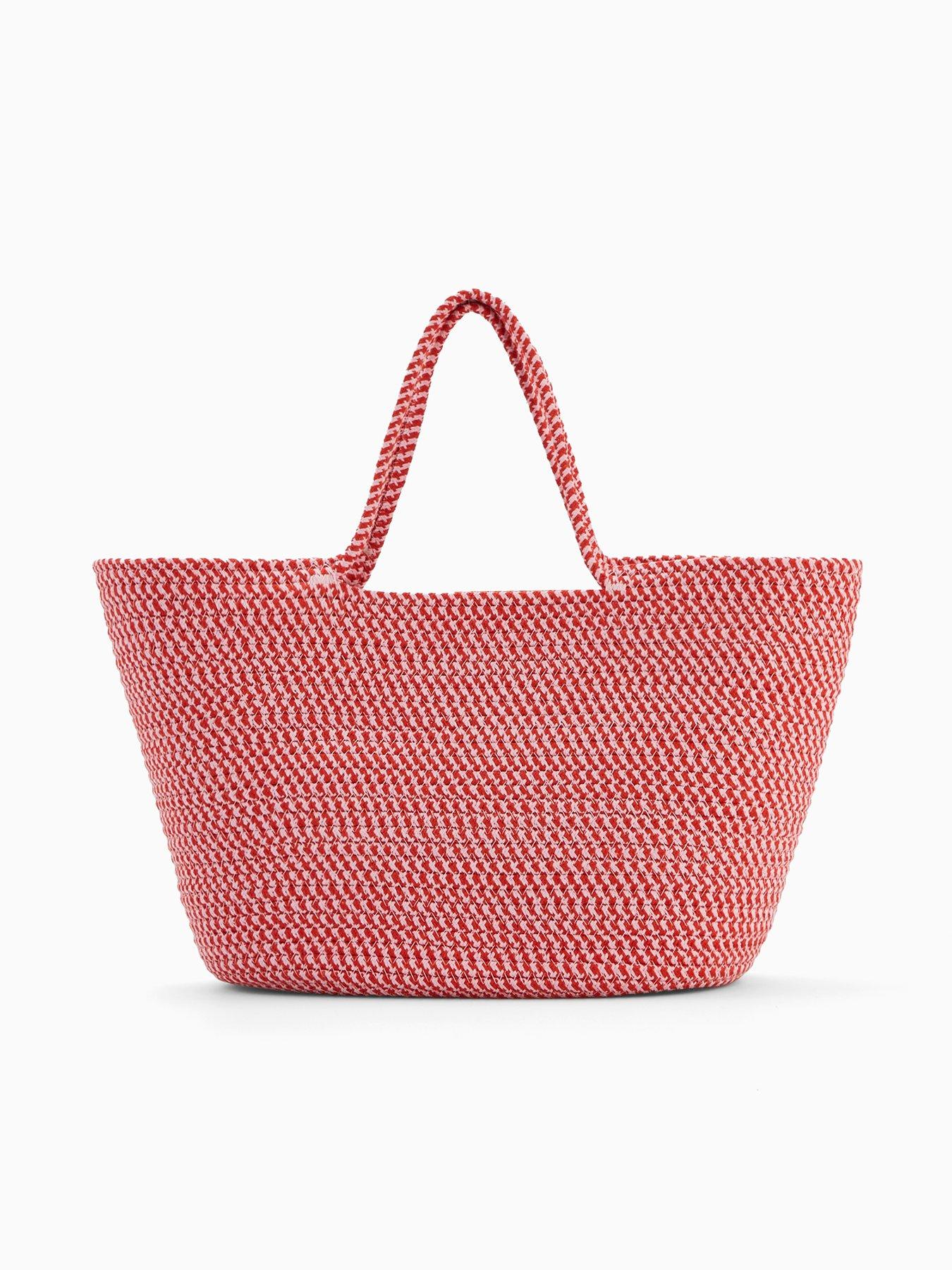 Image of PIECES Kirstine Cotton Basket Bag - Grenadine Rose