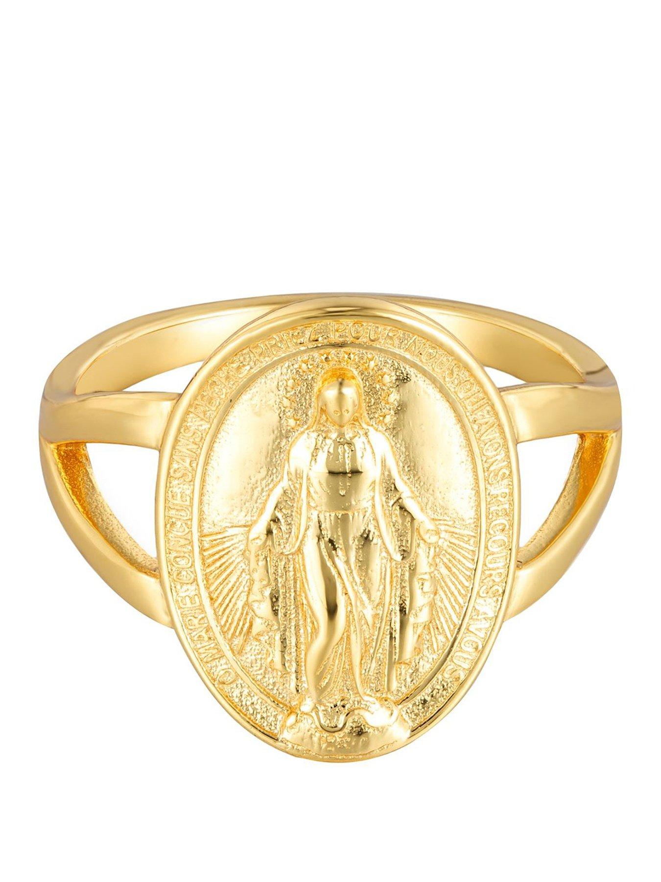 Image 1 of 4 of V by Very Gold Plated Sterling Silver Miraculous Medal Ring