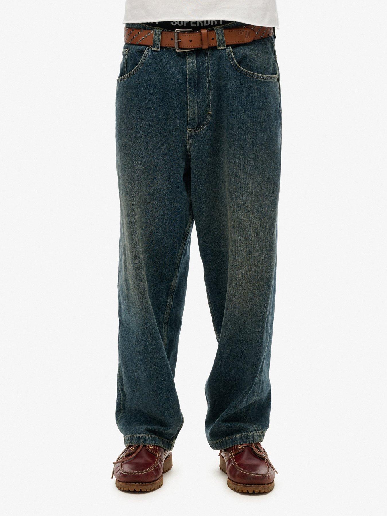 undefined '90s Baggy Fit Wide Leg Jeans - Dark Blue