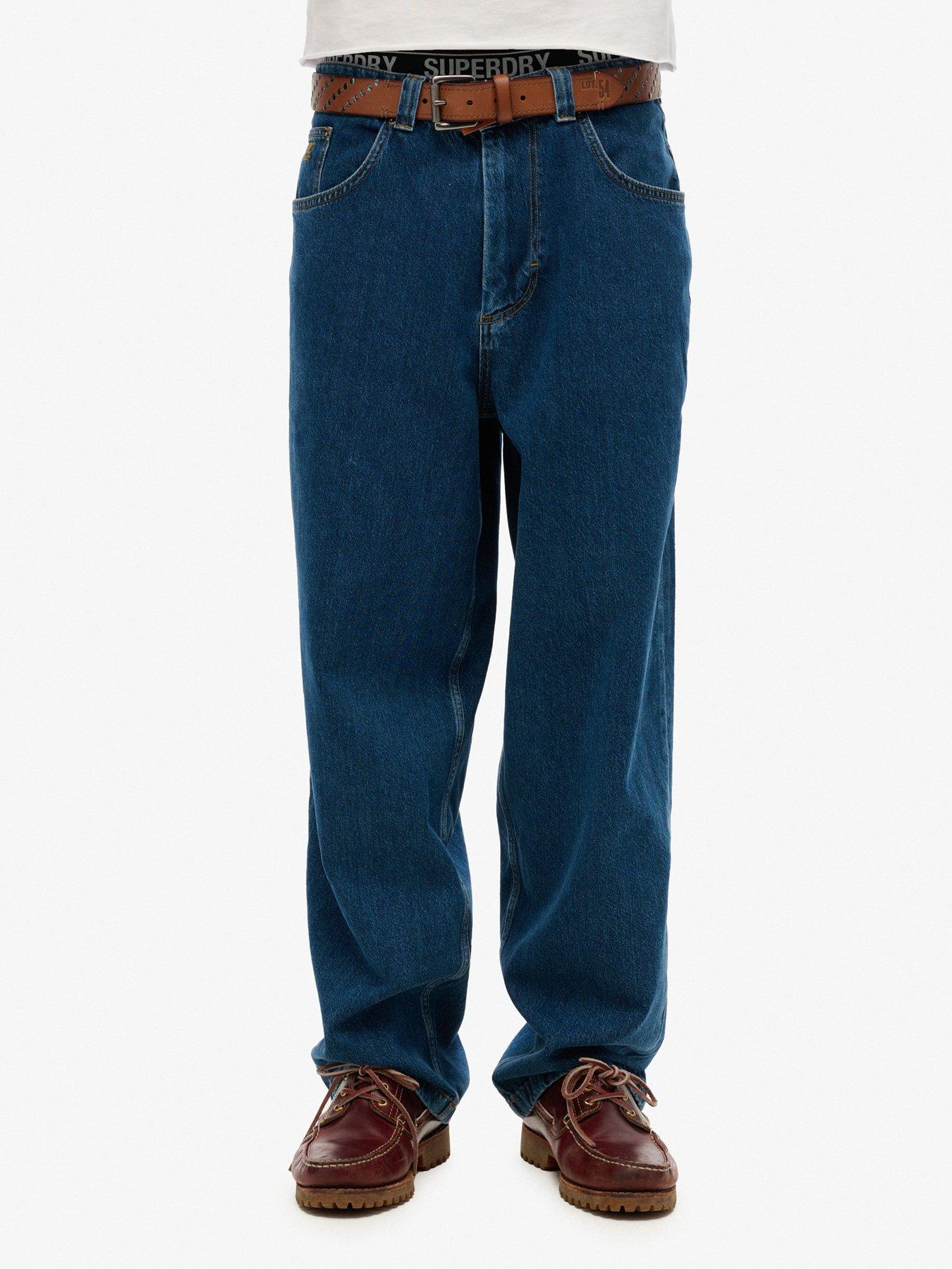 undefined '90s Baggy Fit Wide Leg Jeans - Blue
