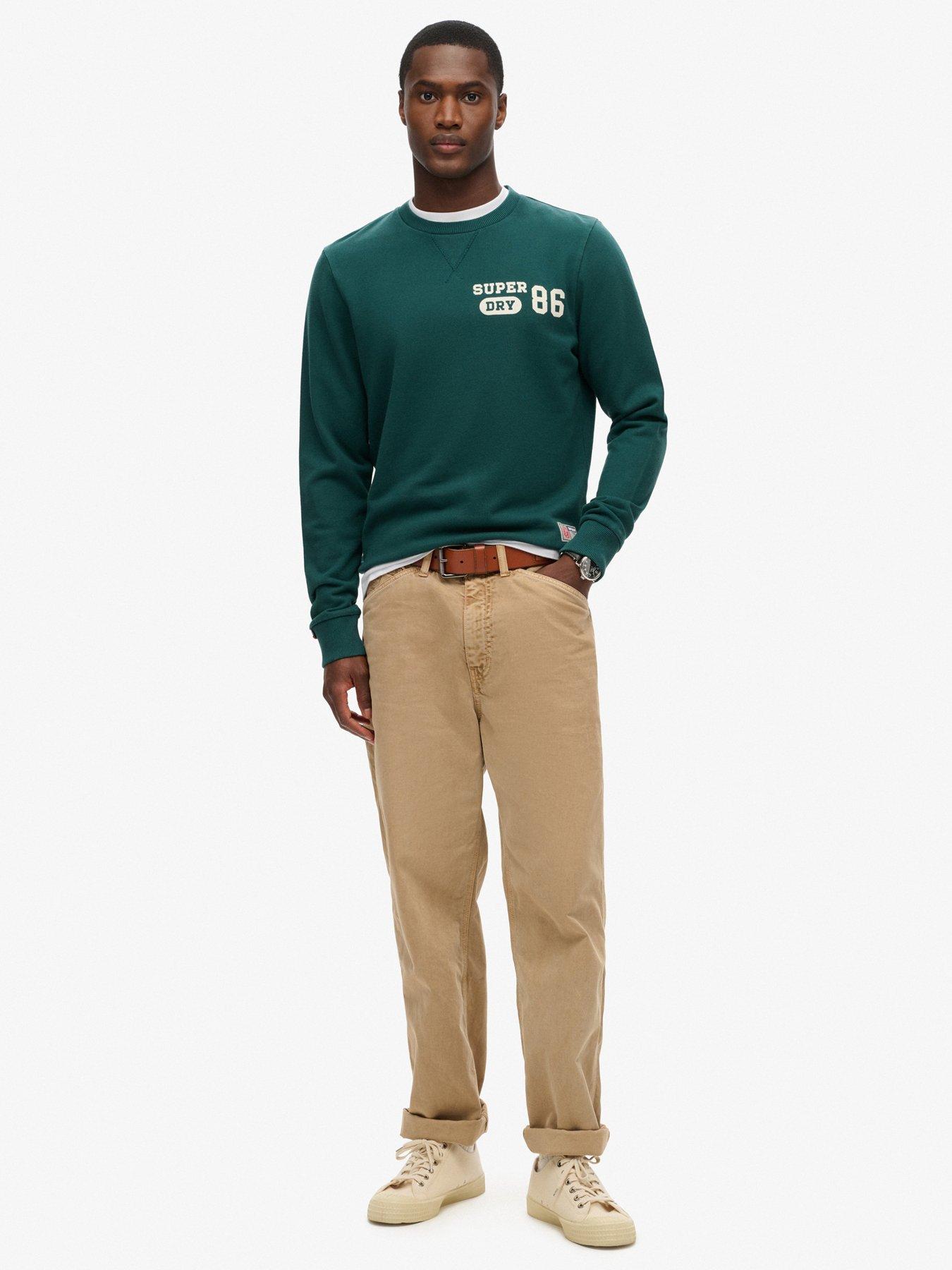 Image 3 of 5 of Superdry Athletic Printed Logo Crew Neck Sweat Top - Dark Green