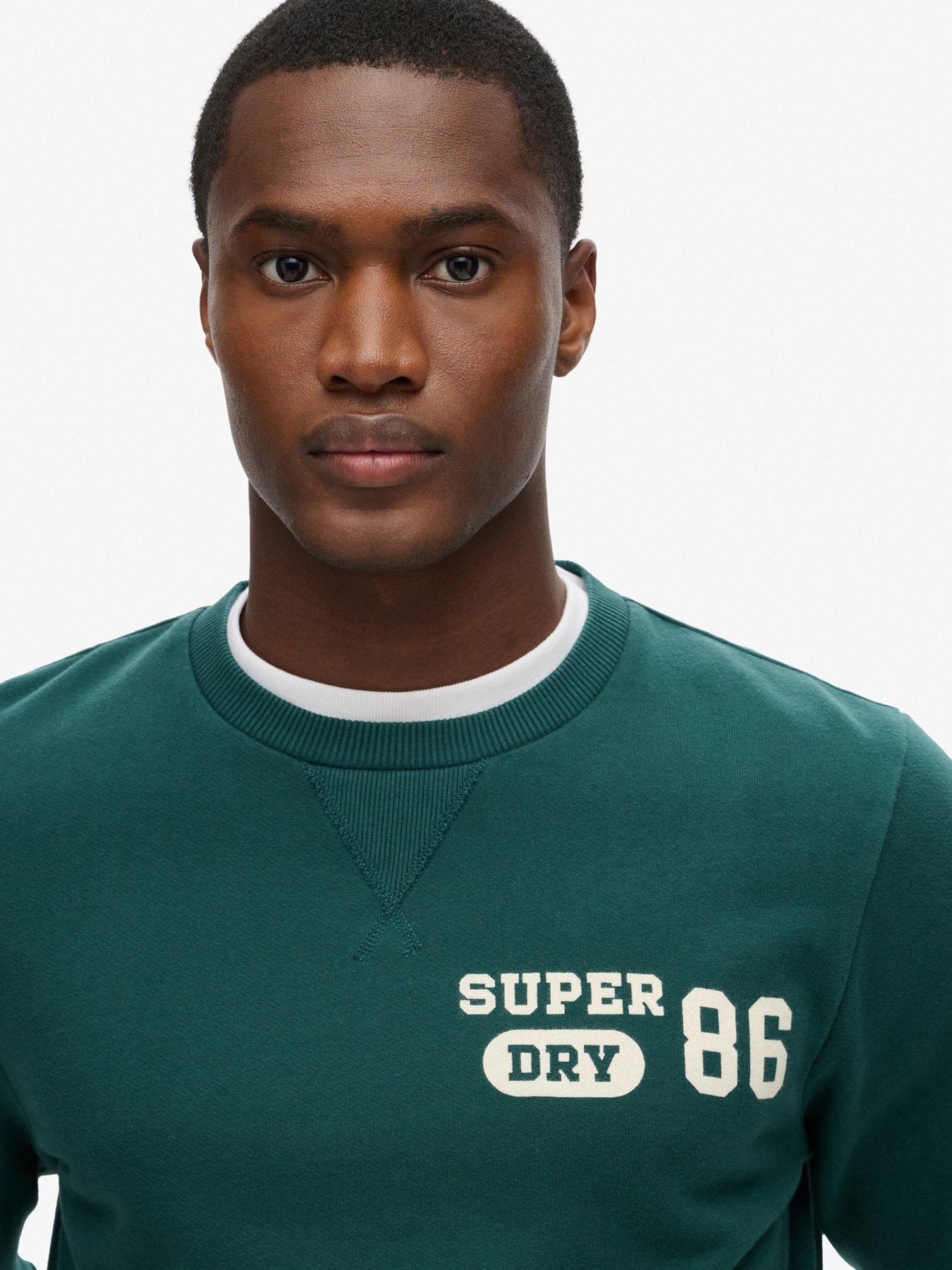 Image 4 of 5 of Superdry Athletic Printed Logo Crew Neck Sweat Top - Dark Green