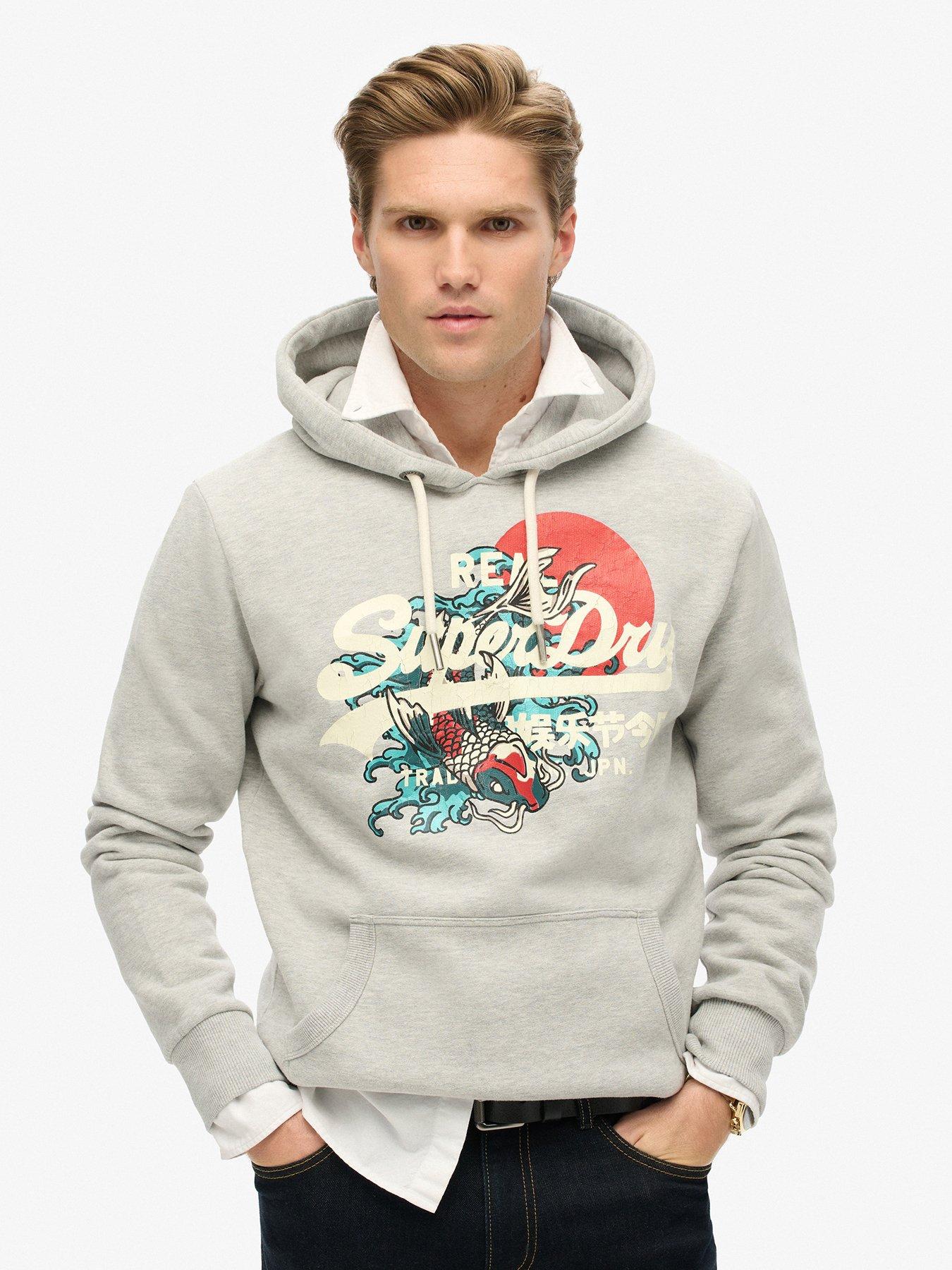 Image 1 of 5 of Superdry Tokyo Graphic Logo Pullover Hoodie - Beige